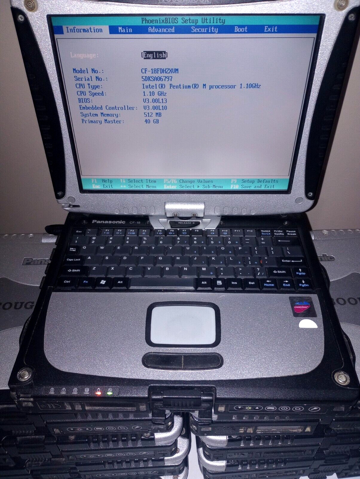 Panasonic Toughbook CF-18 Laptop Tablets 1.2GHz 512MB 40GB Boot to Bios