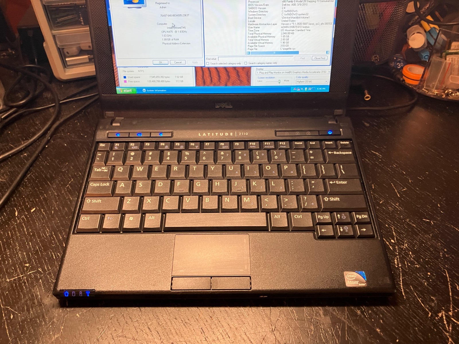 Dell Latitude 2110 10″ Vintage Laptop Atom 1.8GHz 2GB RAM 120GB SSD Win XP Wifi