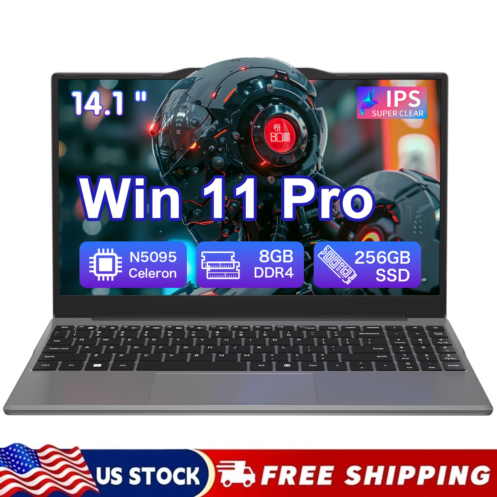 14.1″ FHD Portable Laptop 4-Core 2.9GHz N5095 8GB + 256GB for Business & Study