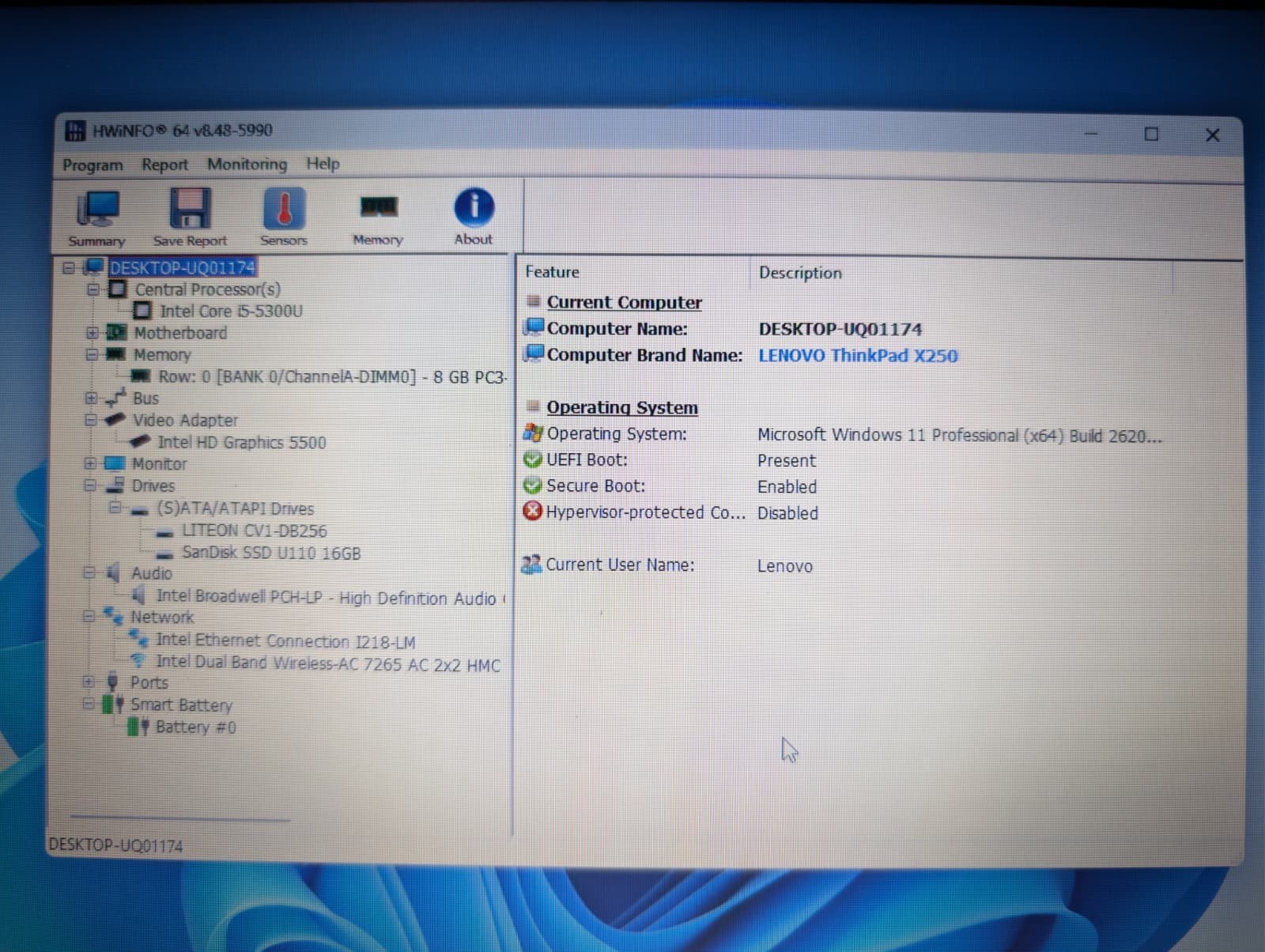 Lenovo ThinkPad X250 | i5 5th Gen 8GB RAM 256GB SSD | Backlit Windows 11 Pro