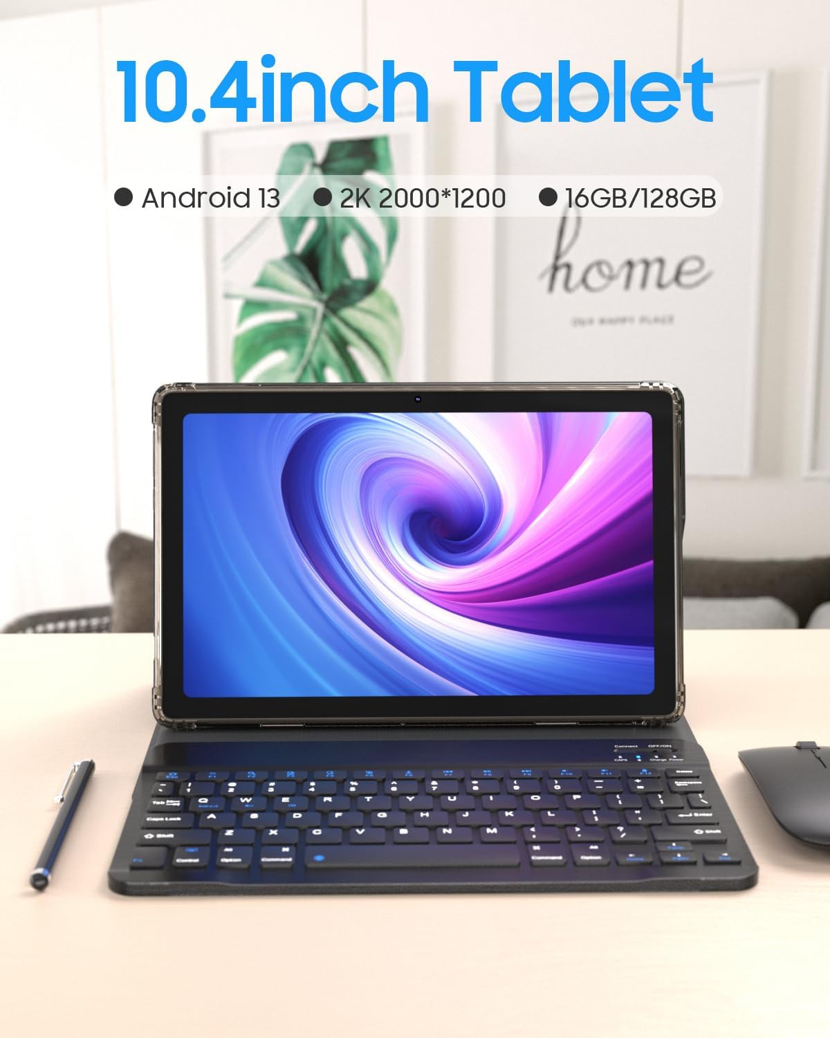 Tablet with Keyboard and Case, Android 13.0 10.4 Inch, 16GB RAM+128GB ROM, 2000