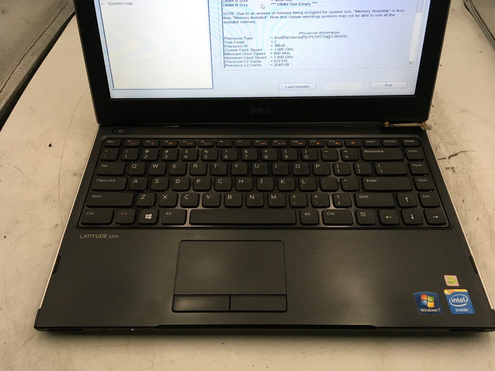 DELL LATITUDE 3330 – BOOTS TO BIOS/BAD HINGE – INTEL CELERON – 4GB RAM -READ- BB