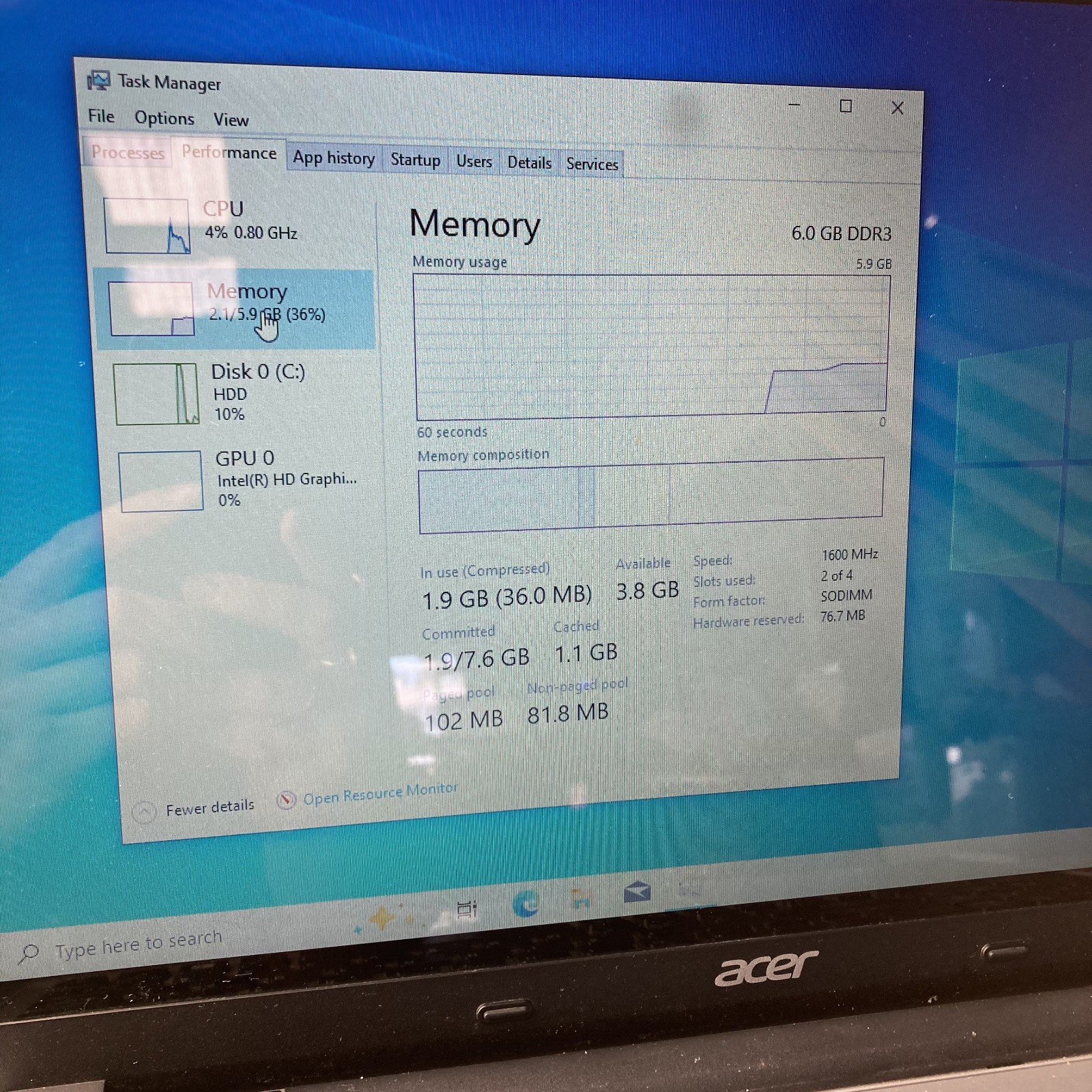 Acer Aspire V3-572P-326T 15.6″ Touch Laptop i3-4030U 1.90GHz 1TB HDD Screen Iss