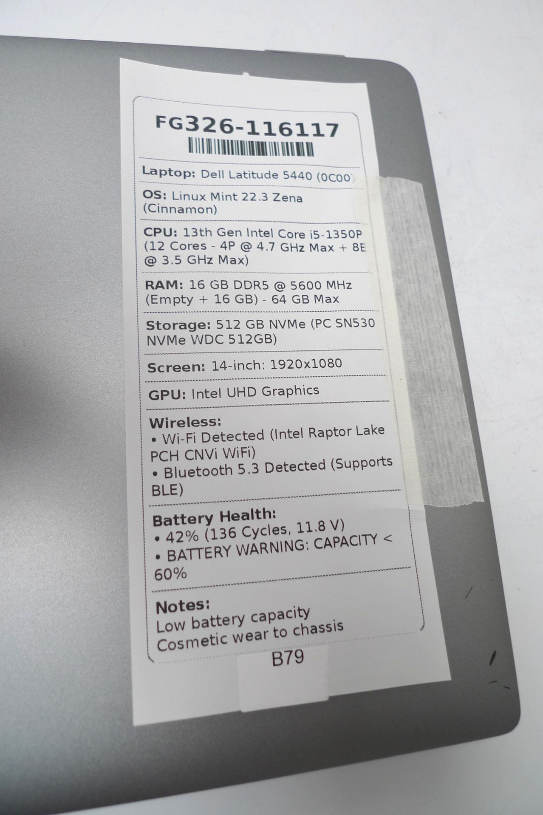Dell Latitude 5440 | i5-1350P | 16GB RAM | 512GB NVMe | Linux | Cord | Read
