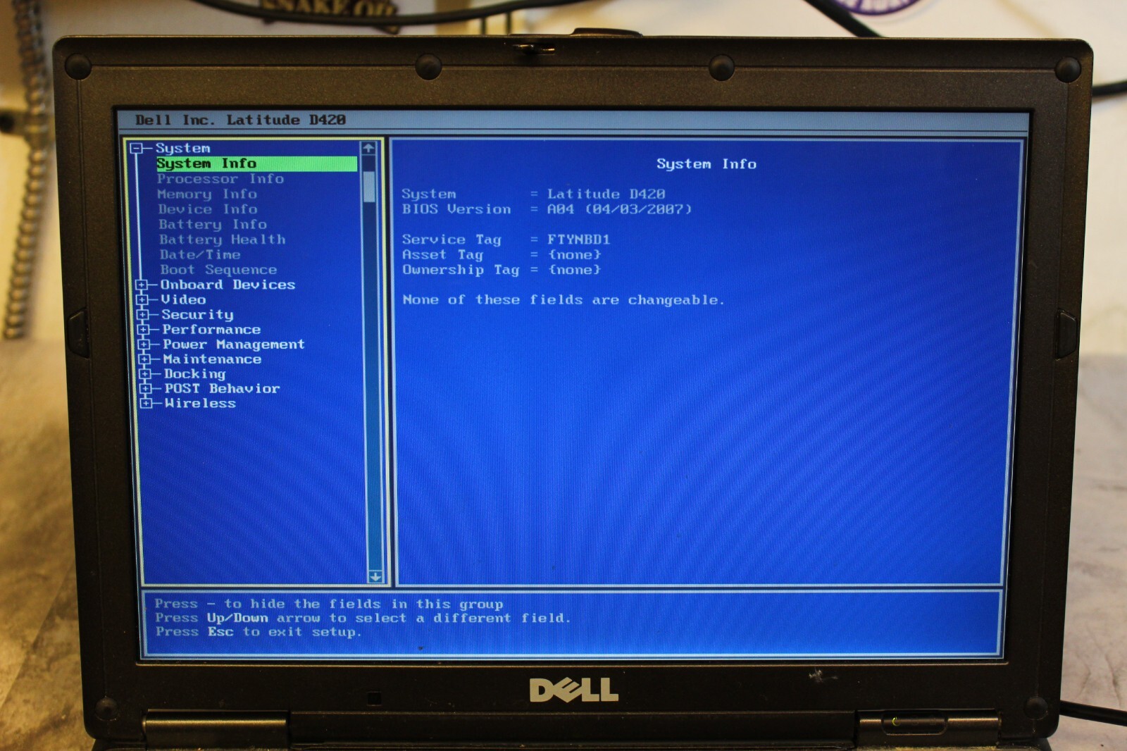 Dell Latitude D420 For Parts Booted 80GB HDD Wiped 1GB Ram Core Duo@1.20GHz CPU