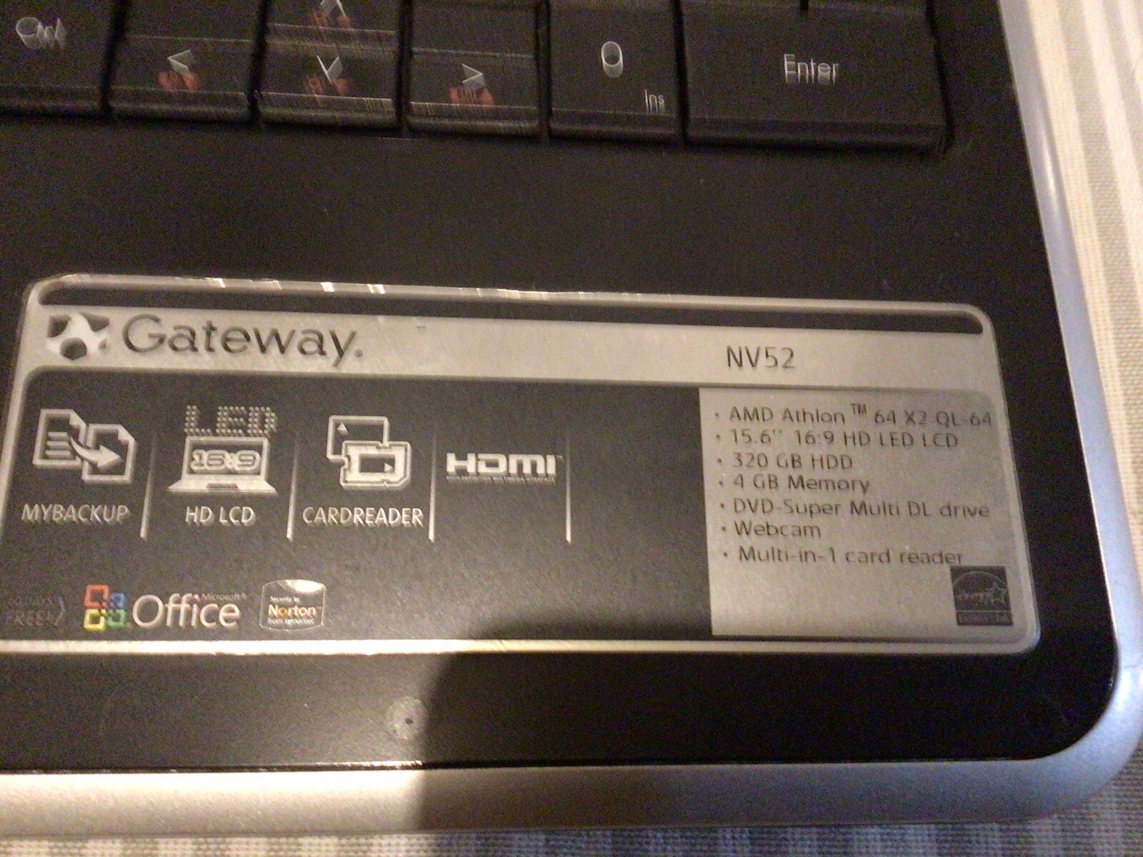 15.6” Gateway MS2274 AMD Athlon 64 X2 Scraps/Salvage