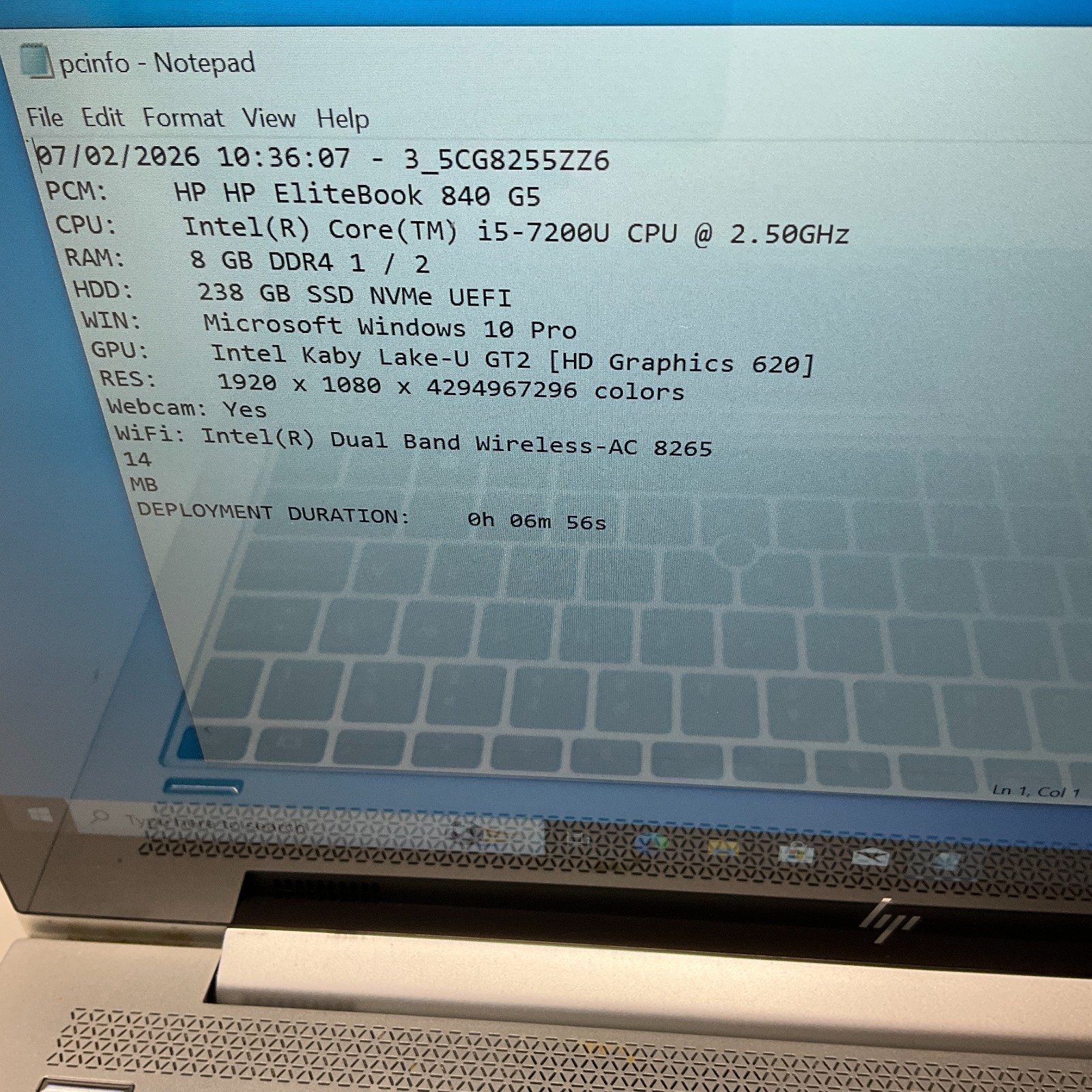 HP EliteBook 840 G5 14″ Laptop i5 7th Gen 256GB SSD 8GB RAM Windows 10 Pro NICE