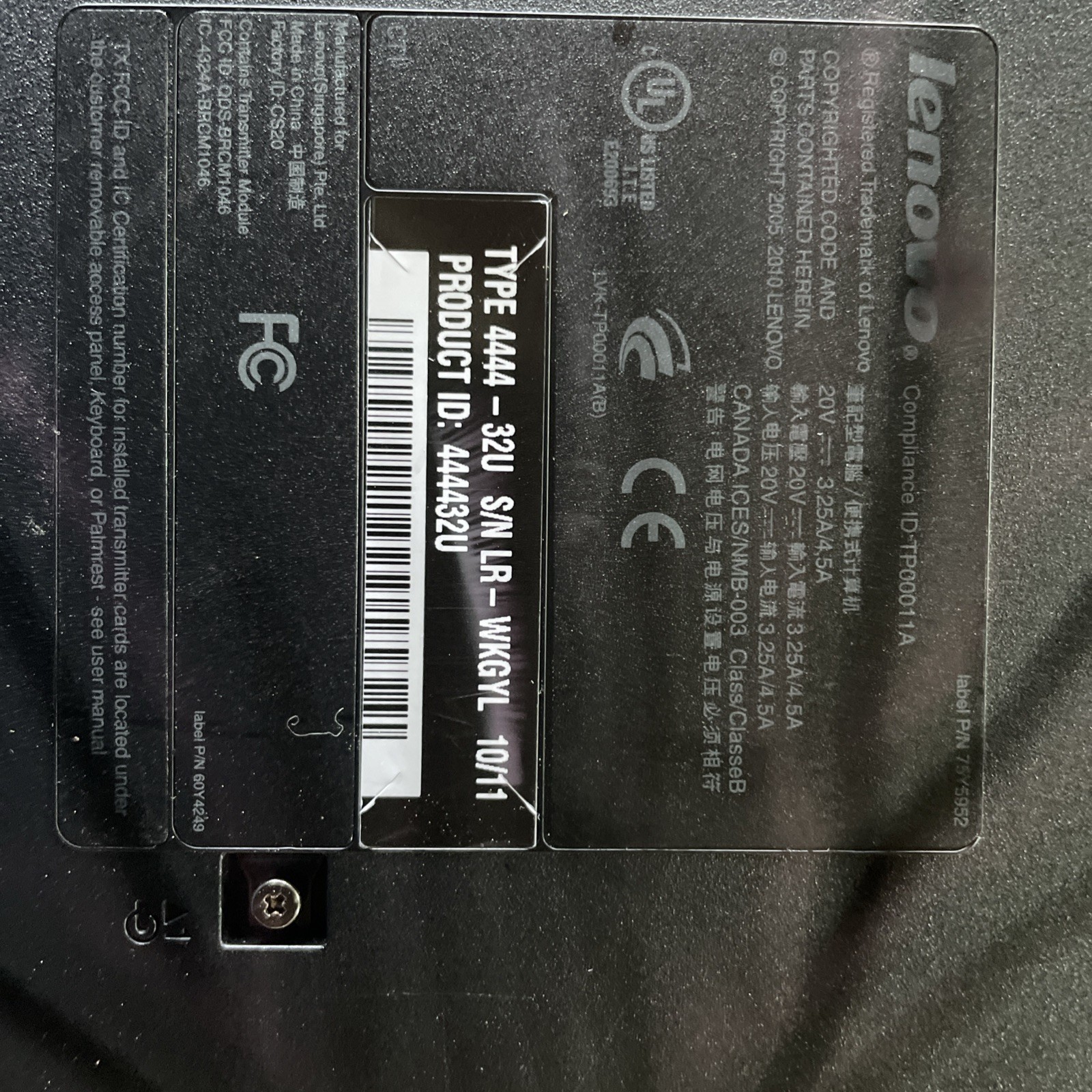Lenovo ThinkPad L512 Broken Missing Parts