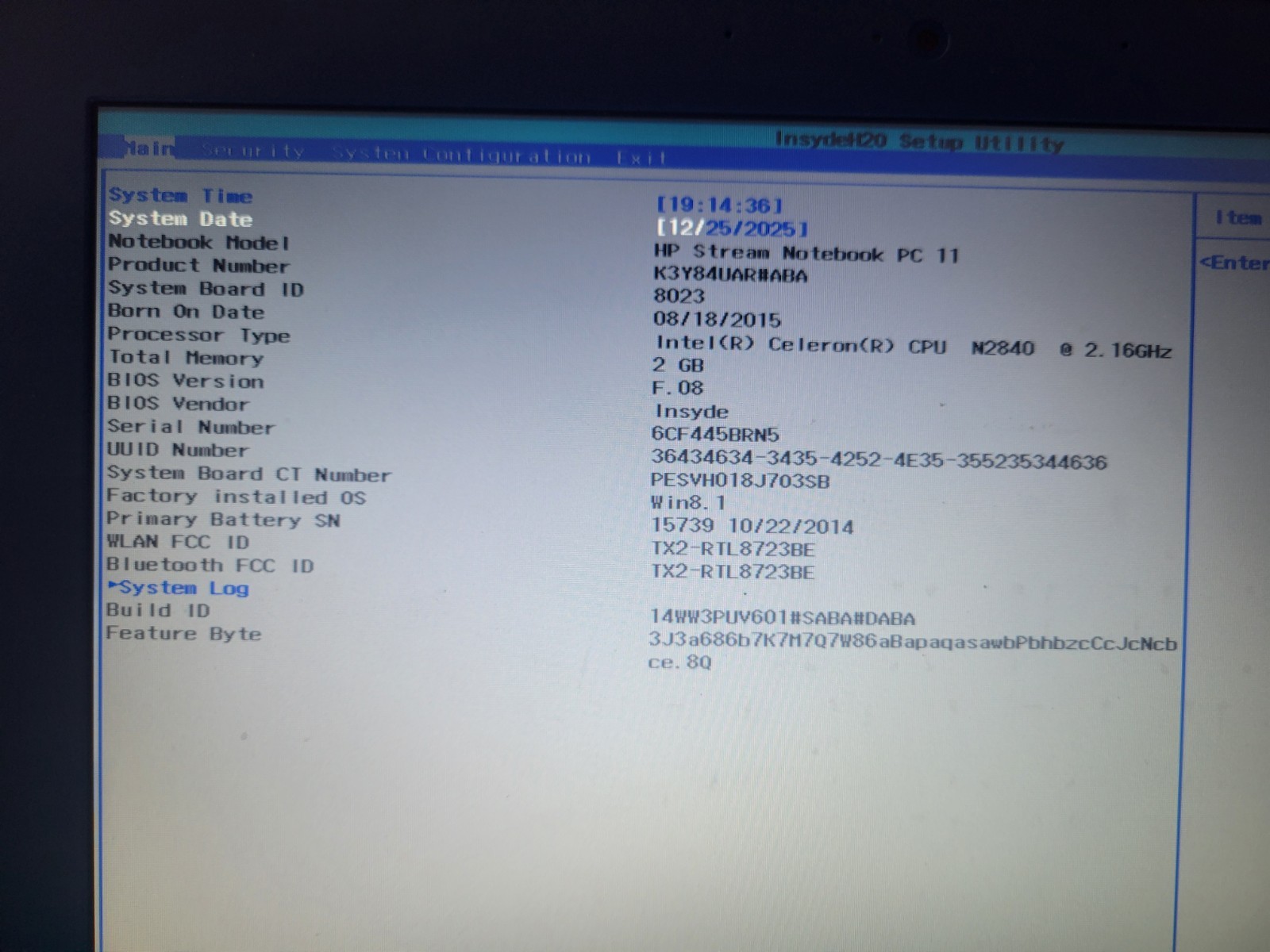 HP Stream Notebook PC 11 Celeron N2840 CPU 2.16 GHz 2GB RAM 30GB HDD WIN 10 HOME