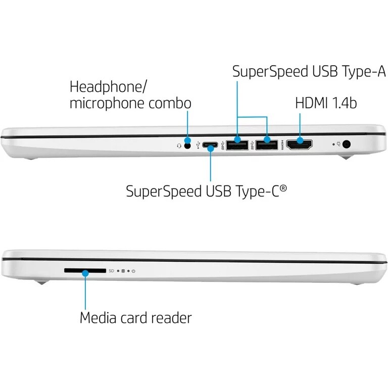 HP 14” Laptop: Intel Celeron, 4GB RAM, 64GB eMMC, Snowflake White