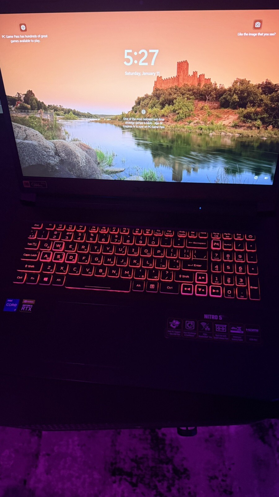 Laptop 17.3” Acer Nitro 5 Nitro AN517-54 Intel I7-11800H RTX 3060 1TB 32gb RAM