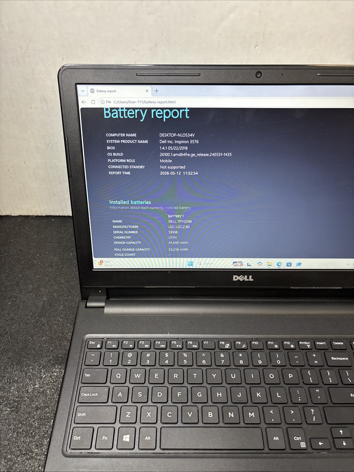 Dell Inspiron 15 3576 15.6″ Laptop i3-8130U 2.2GHz 8GB 1TB HD DVDRW Win 11 H