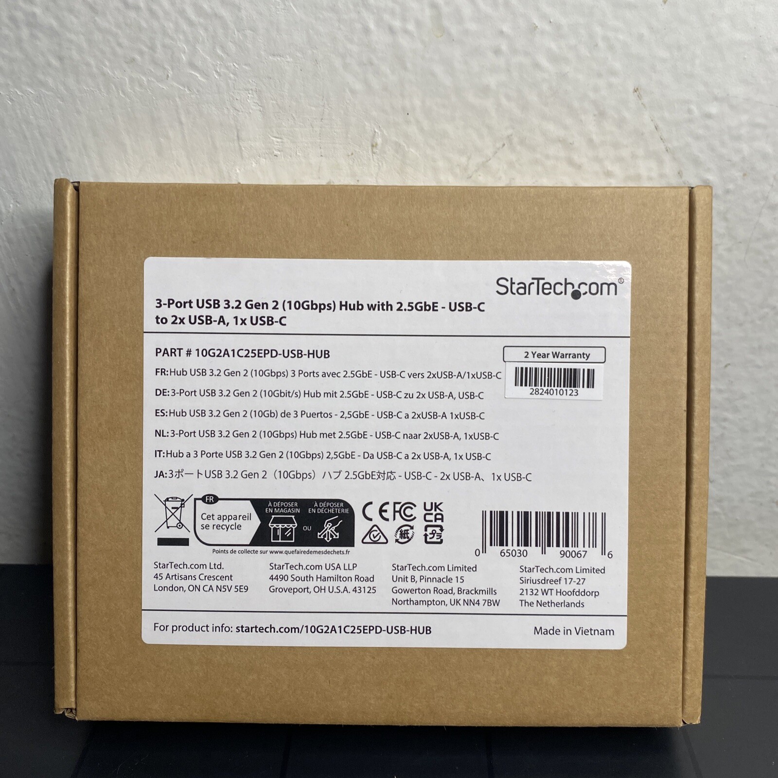 StarTech.com 3-Port USB-C Hub with 2.5 Gb Ethernet and 100W PD Passthrough –