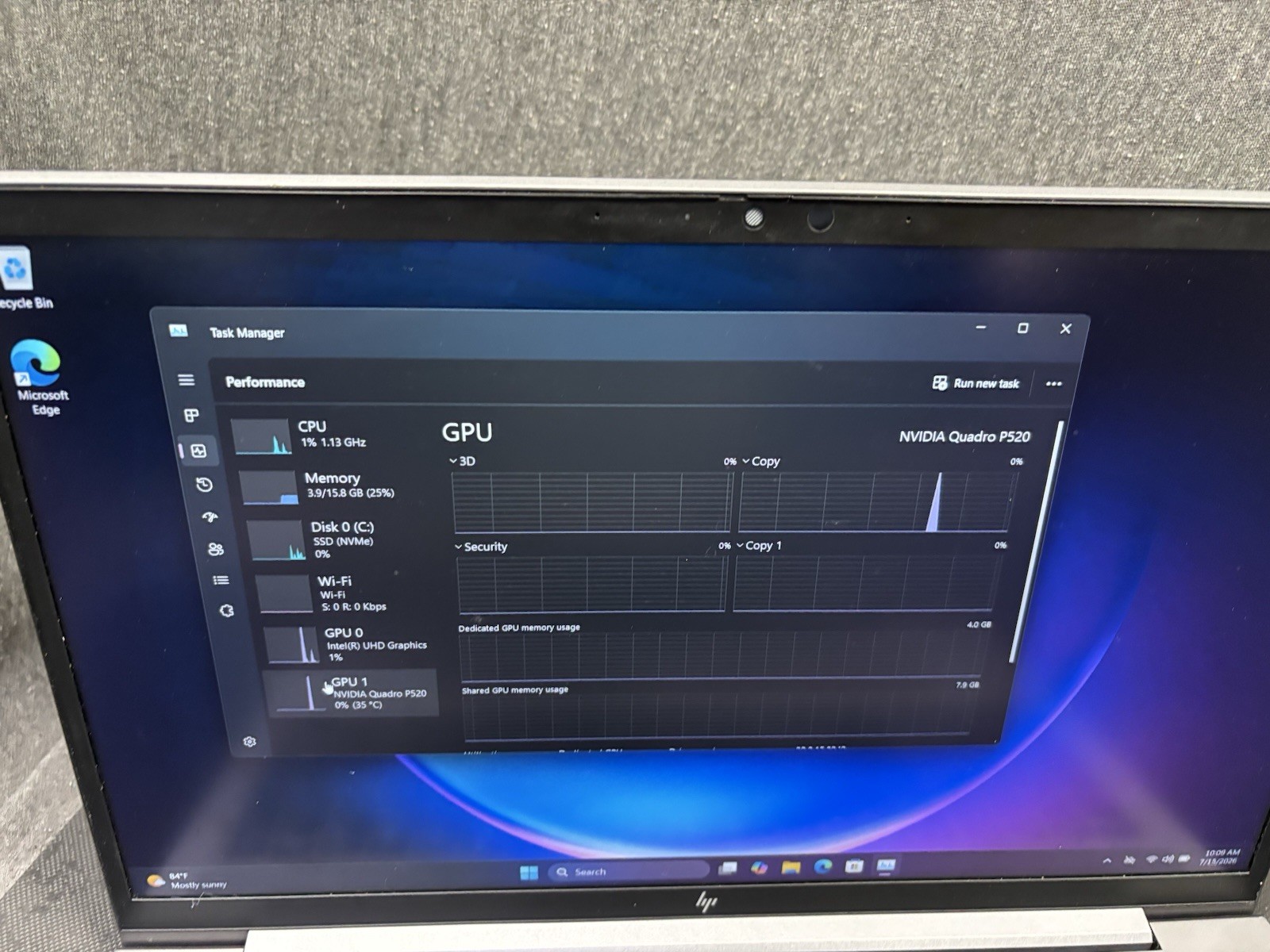 HP ZBook Firefly 15 G7 TOUCH i7-10510u 16GB 256GB NVMe Quadro P520 W11P J12207