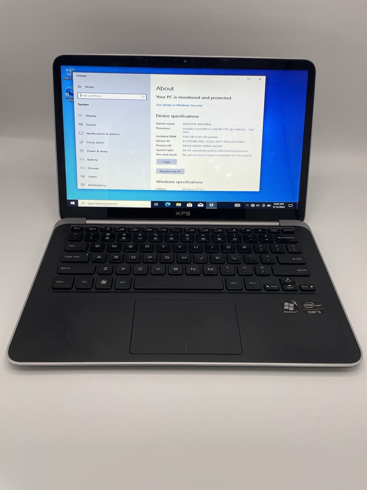 Dell XPS L321X Intel Core i5-2467M @1.60 GHz 4 GB RAM 128 GB SSD 13.3″ Win10 Pro