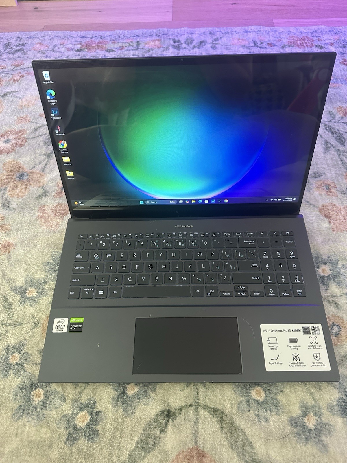 ASUS ZenBook Pro 15 15.6in Core i7 10th Gen GTX Windows 11 HDMI Webcam Black