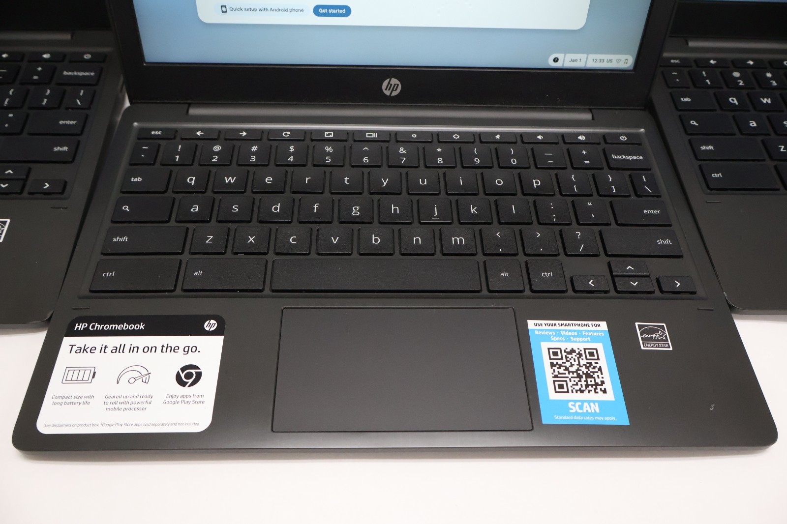 Lot of 3 HP 11A-NA0081CL 2H7Q9UA MediaTek MT8183 4GB RAM 32 GB Chromebook Laptop