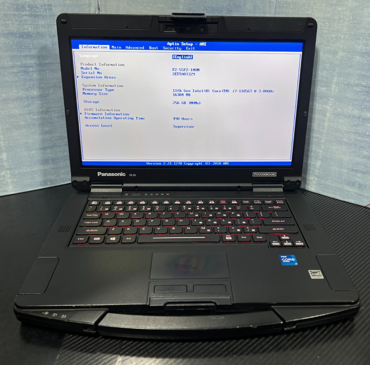 Panasonic Toughbook FZ-55FZ-14VM i7-1185G7,16GB,256GB(NVMe),Iris Xe video,490Hrs