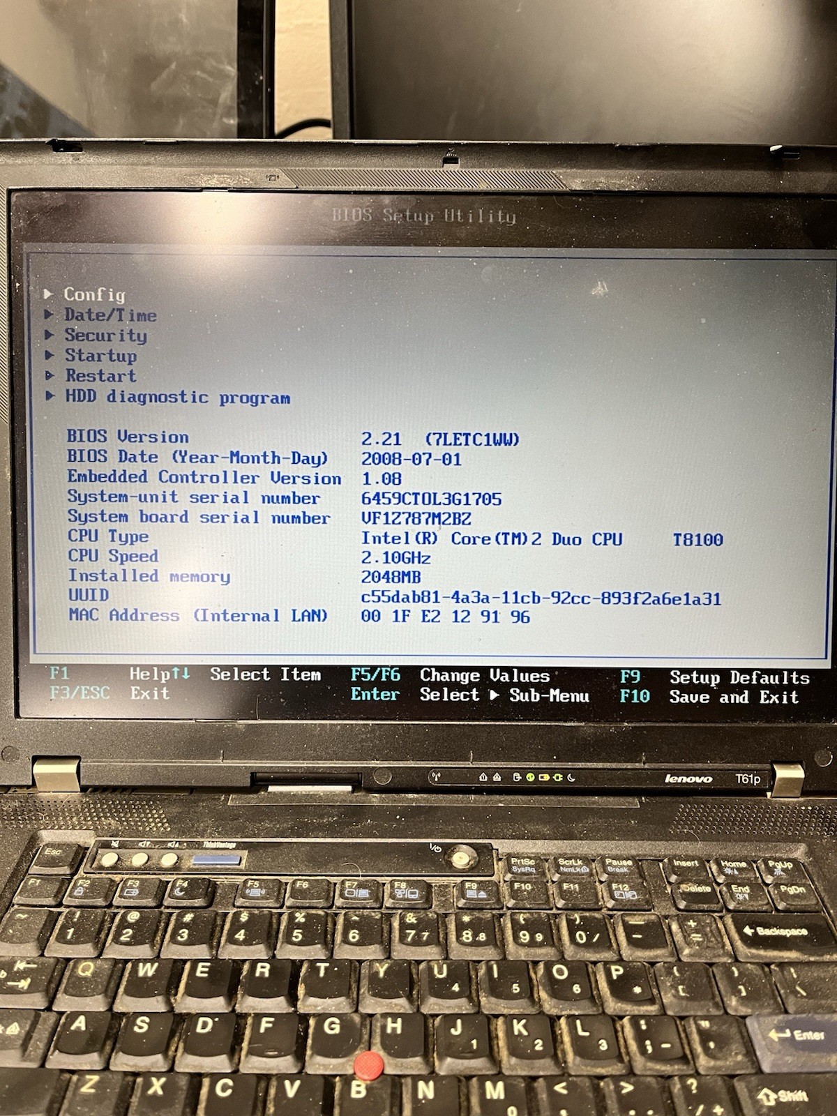 Lenovo ThinkPad T61p Windows Laptop Intel Core2Duo 2GB RAM – NO HDD