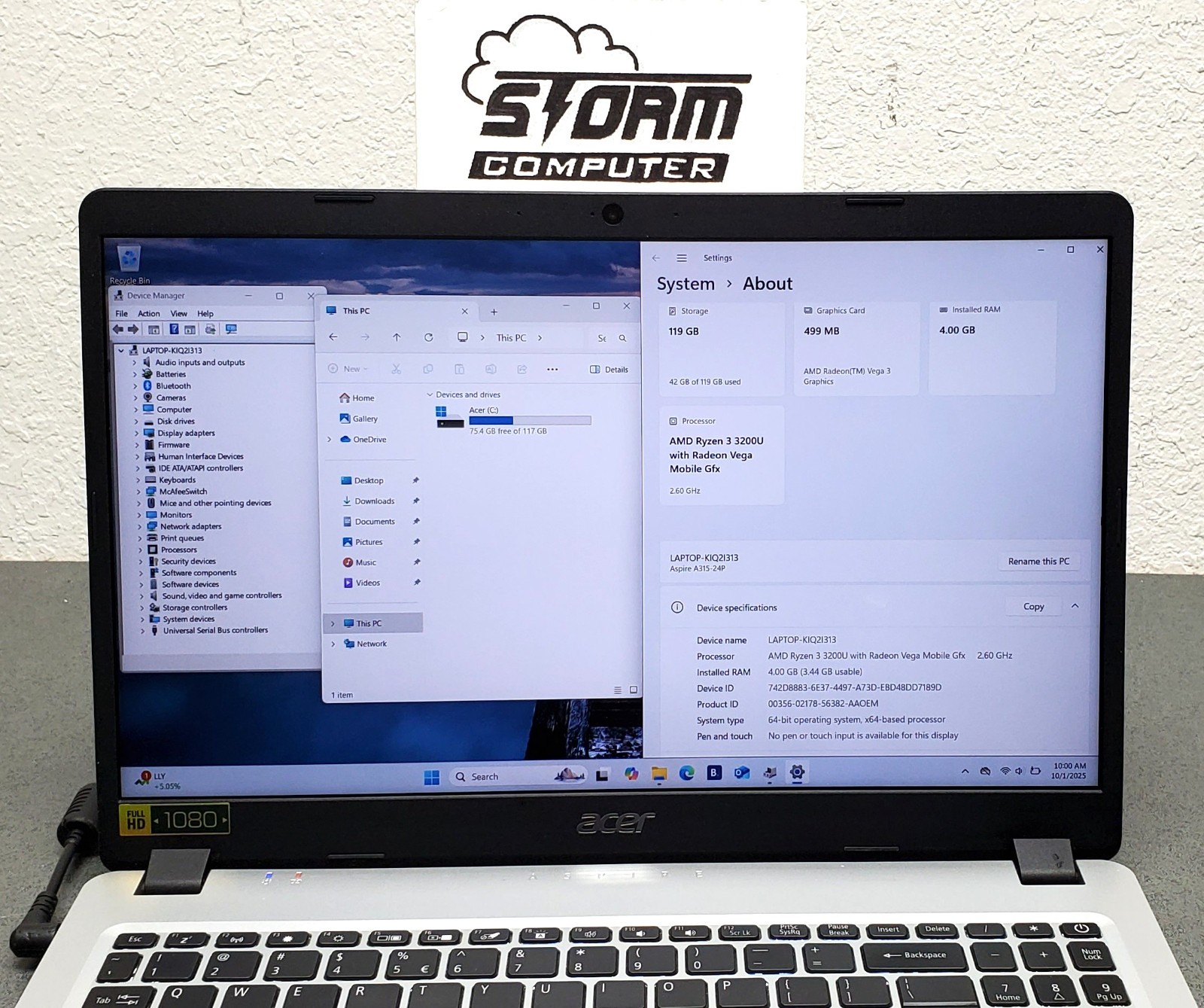 Acer Aspire 5 AMD Ryzen 3 3200U 4GB 128GB 15.6″ A515-43