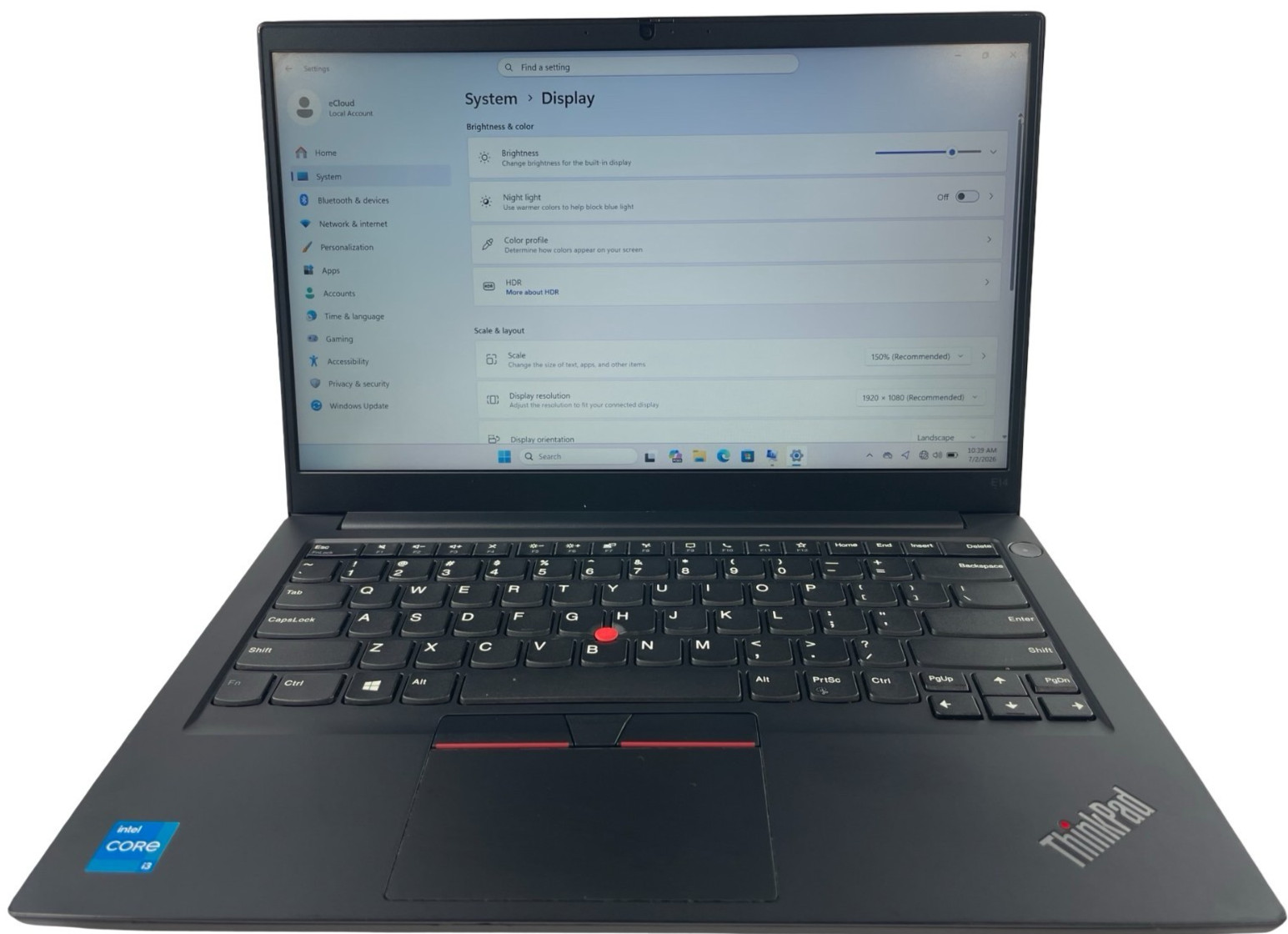 Lenovo Thinkpad E14 Gen 2 11th Gen Intel i3-1115G4 8GB RAM 128GB NVMe W. 11Pro