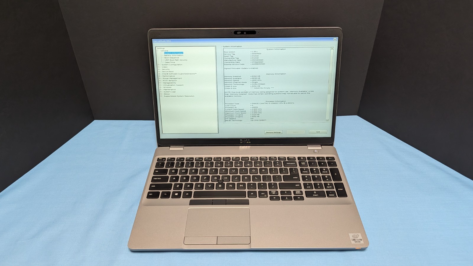 DELL LATITUDE 5511 – INTEL i5-10400H 8GB RAM 256GB NO OS LAPTOP