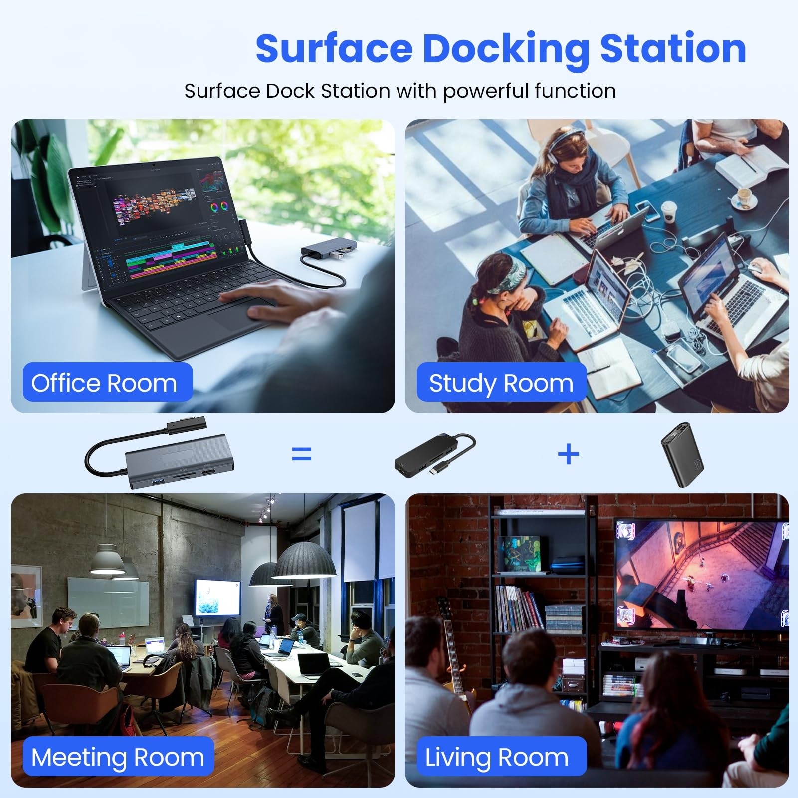 MS Surface Dock 11-in-1 Docking Station 4K@60Hz HDMI Travel Hub Pro/Laptop/Book