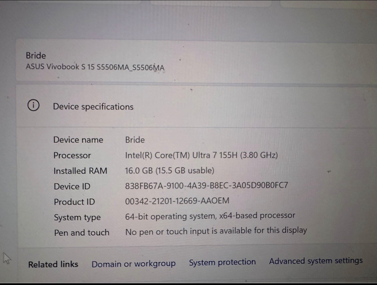 ASUS VivoBook S5506MA-WS76/ 15.6”QHD OLED/ Ultra 7 155H 3.8GHz/ 16GB/ 1TB