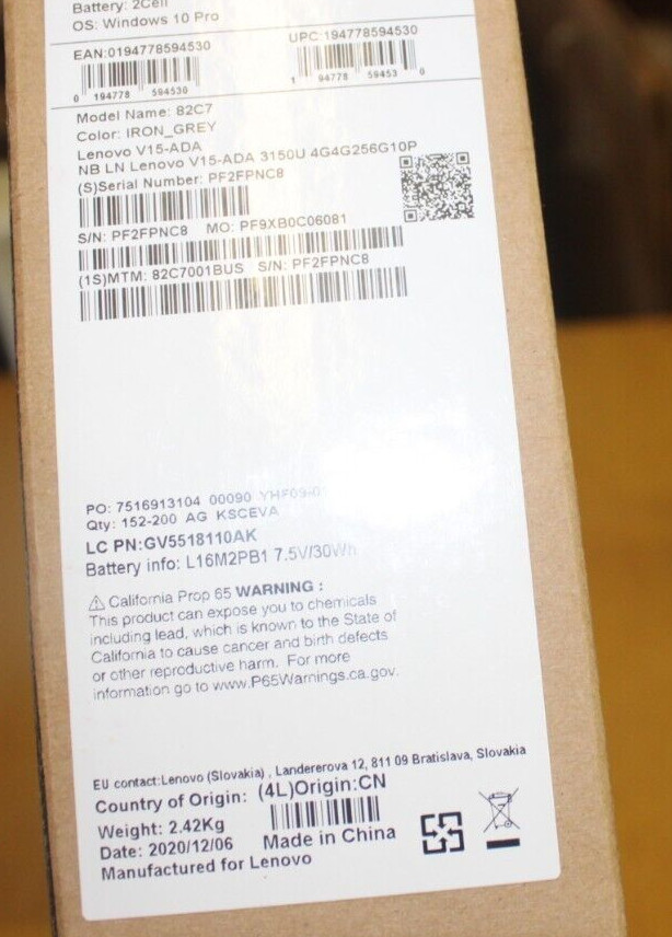 LENOVO 82C7 THINKPAD 256GB/8GB/2.4GHZ 15.6″ RYZEN FREE SHIPPING