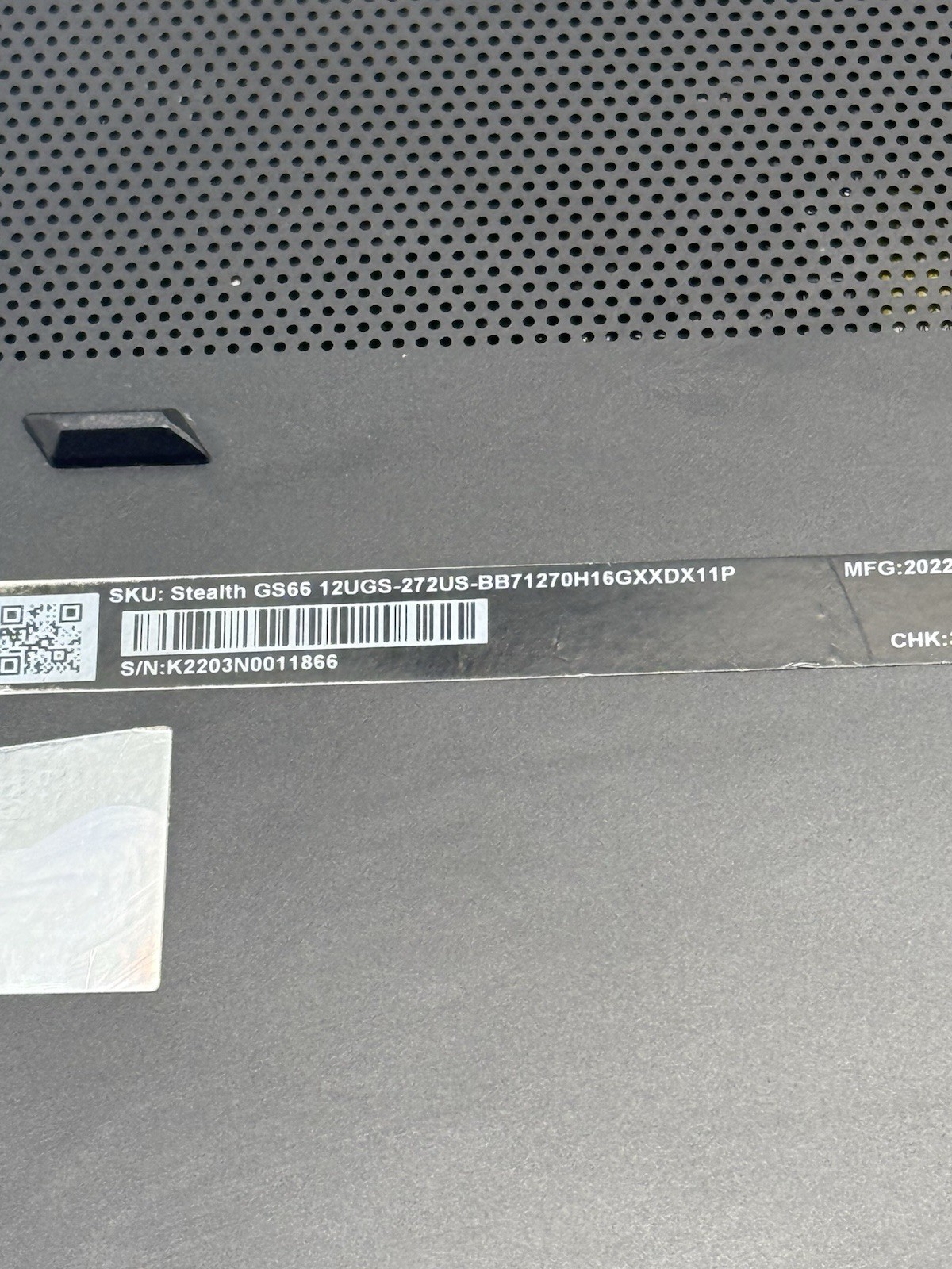 MSI Stealth GS66 12UGS i7-12700H Geforce RTX 3070 TI GPU READ