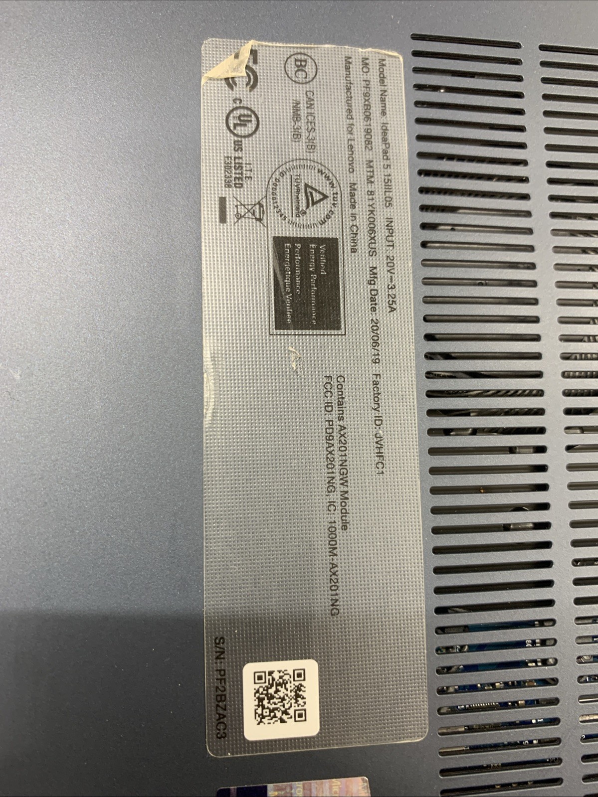 Lenovo IdeaPad 5 15iiL05 Touch i7-1065G7 1.3GHz 12GB 512GB SSD WIN 11 Iris+ READ