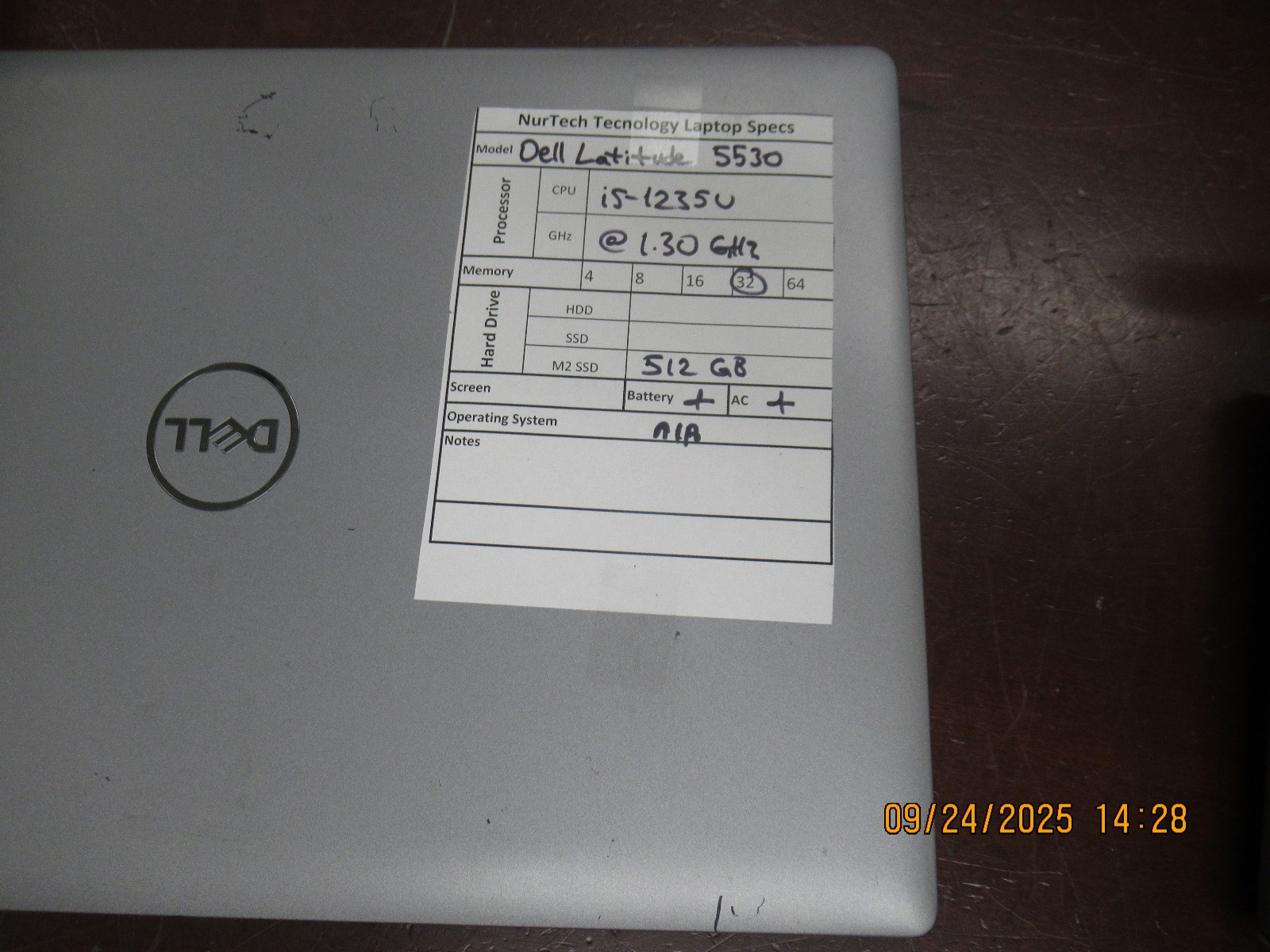 Dell Latitude 5530 i5-1235U 1.30GHz 32GB 512GB M2 SSD 15.6″ Laptop w/ AC [NO OS]
