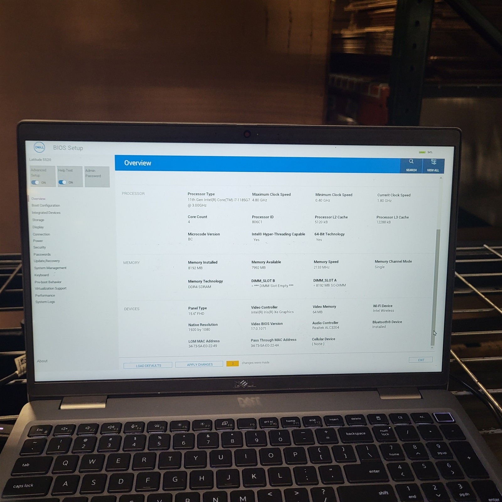 Scratched LCD Dell Latitude 5520 Laptop Intel i7-1185G7 3GHz 8GB 256GB SSD