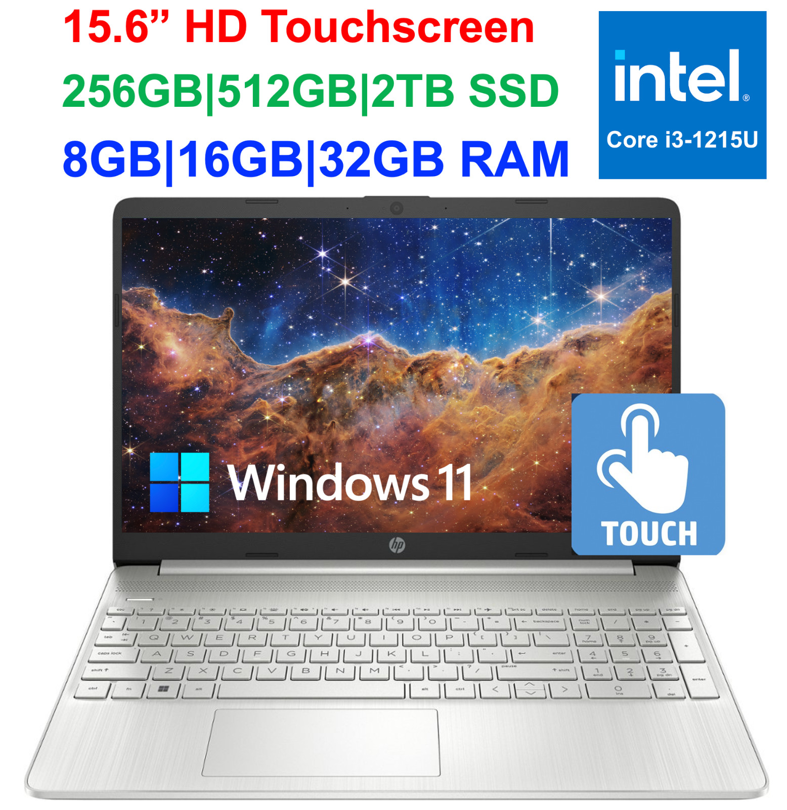 2025 HP Pavilion Laptop 15.6″ HD Touch Intel i3-1215U Upto 32GB RAM & 2TB SSD