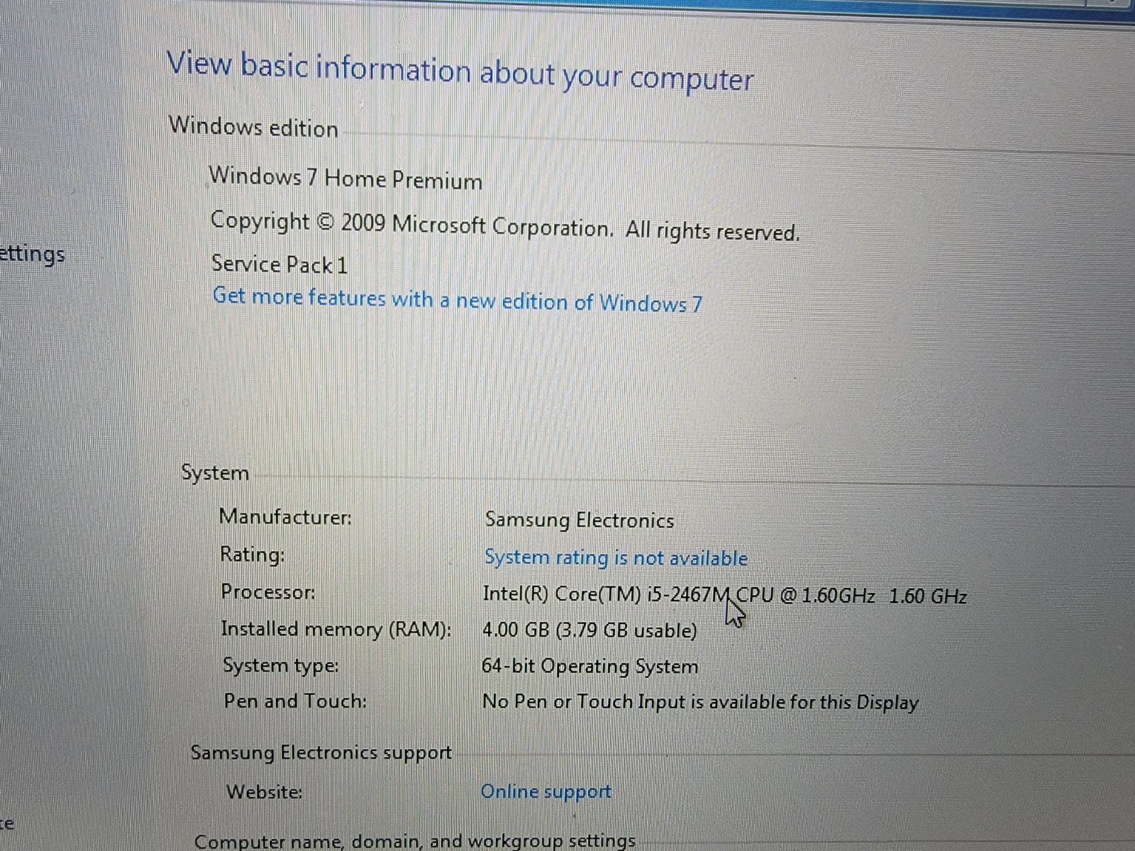 Samsung Notebook NP900X3B 13.3″ Laptop i5-2467M 4GB RAM 128GB SSD Win 7 Home Pre