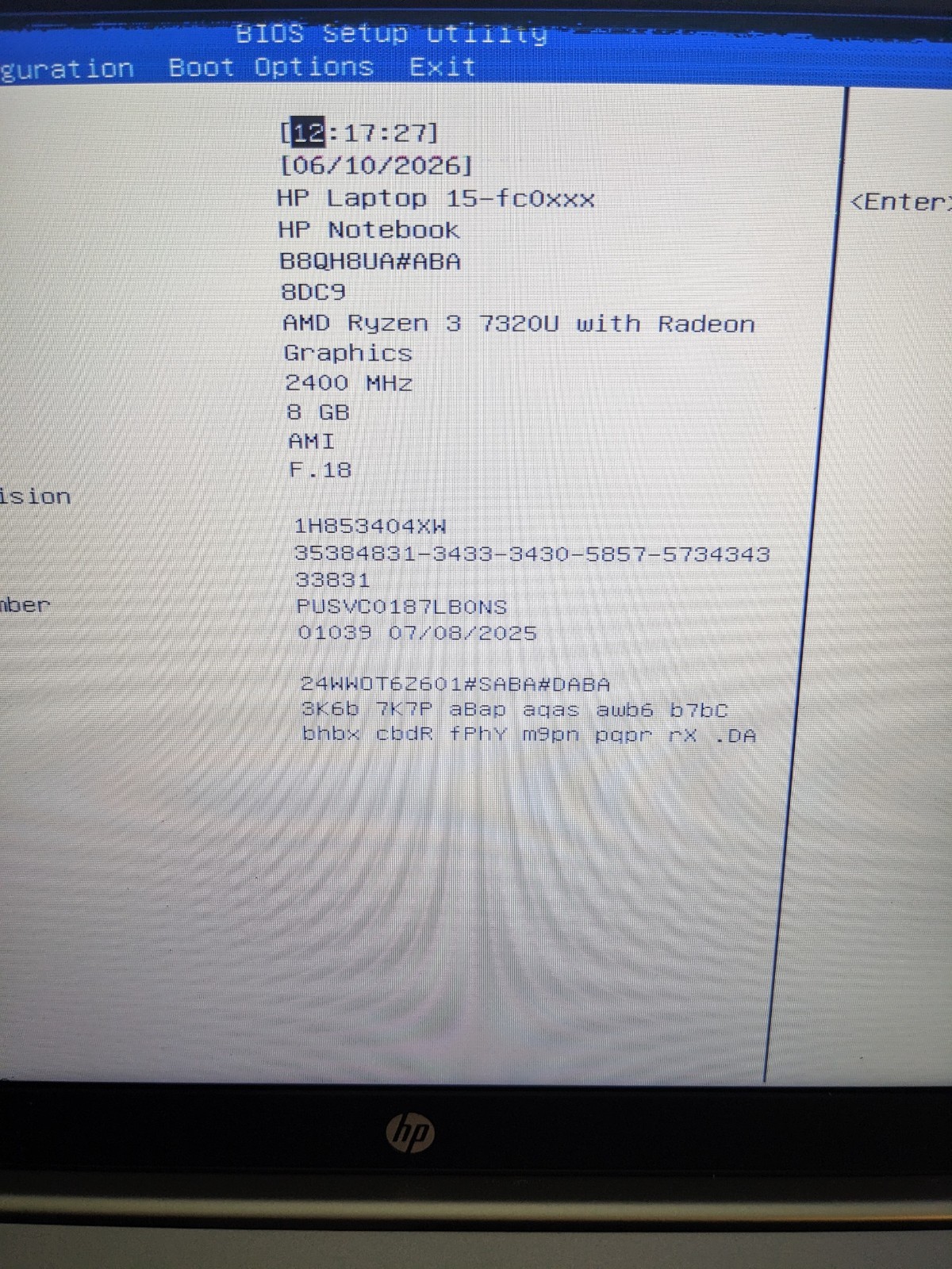 HP Laptop 15 FC0XXX 15 .6″ AMD RYZEN 3 7320 8GB DDR4 Cracked screen