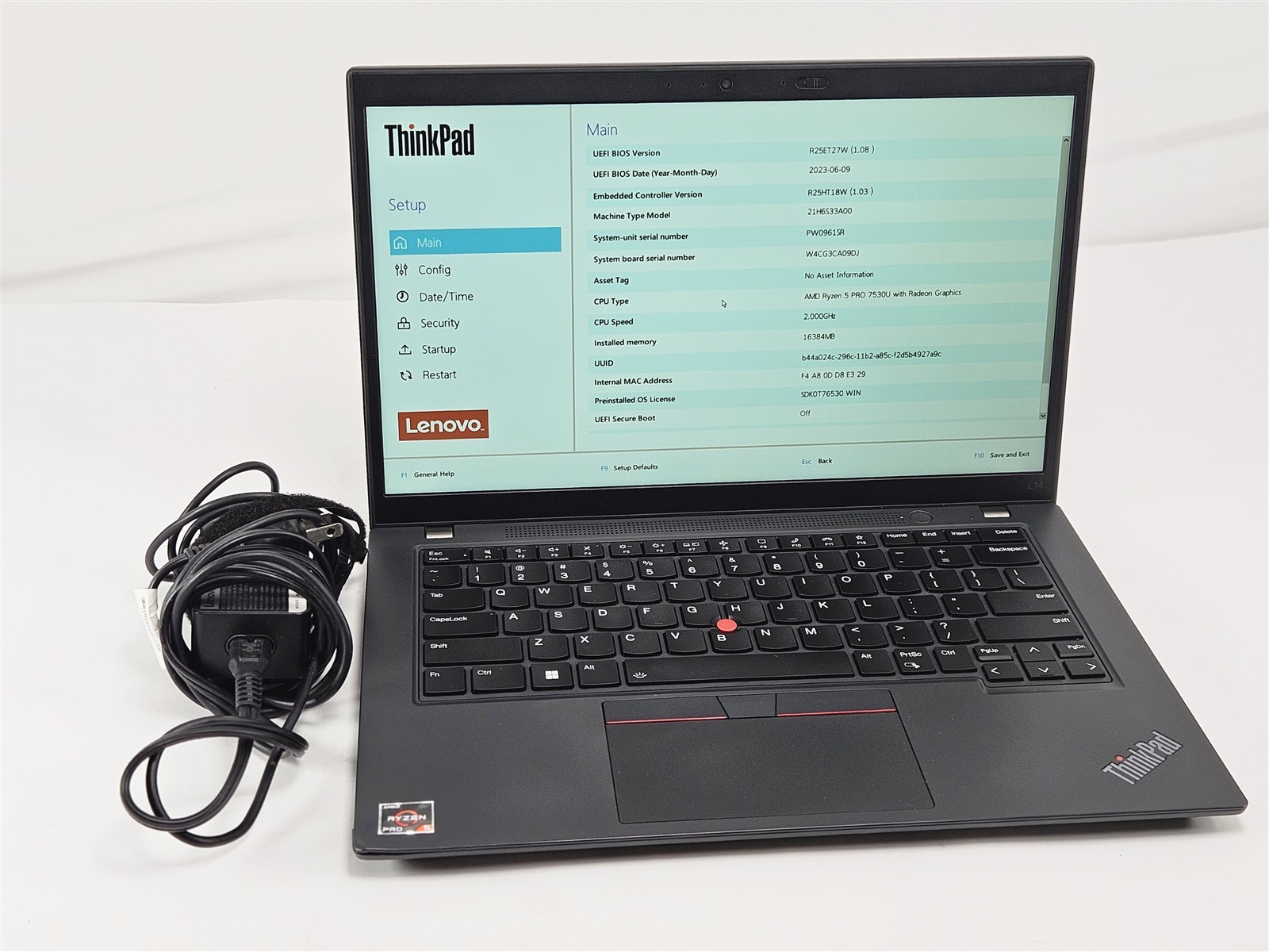 Lenovo ThinkPad L14 Gen 4 AMD 14″ AMD Ryzen 5 Pro 7530U 16GB 256GB SSD Radeon