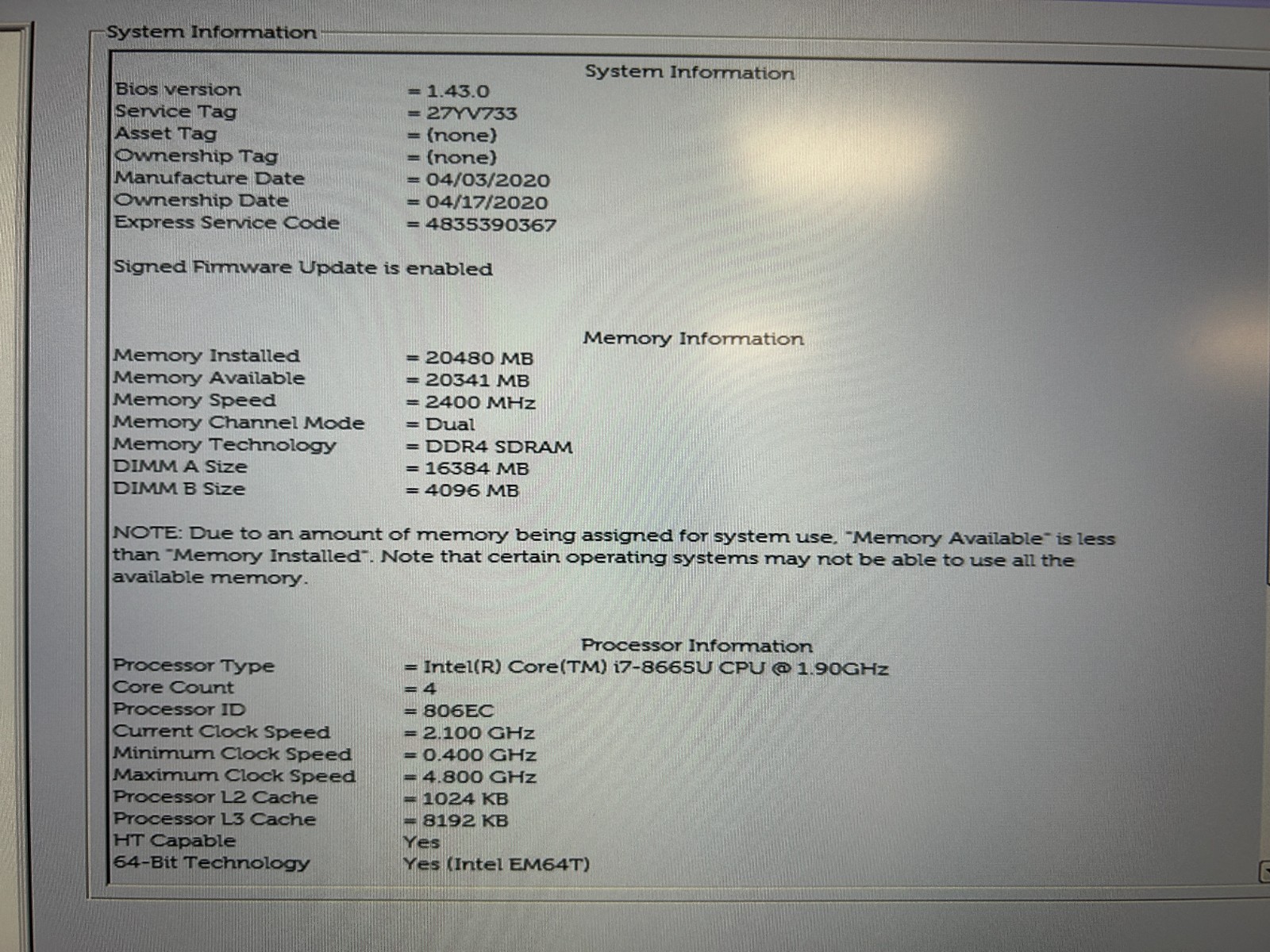 Latitude 7400, 14 Inch Screen, i7-8650U 1.90 GHz, Intel(R) UHD Graphics 620