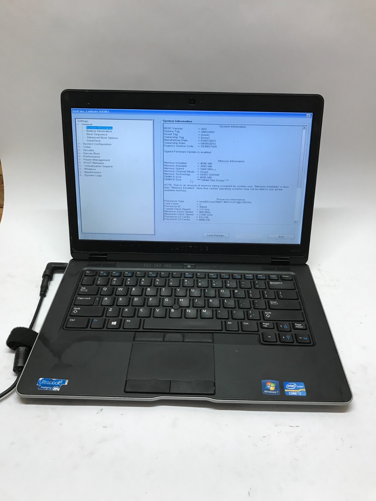 Dell Latitude 6430U 14″ Intel Core i7-3667 4GB RAM NO HDD/OS For Parts AS IS -DW