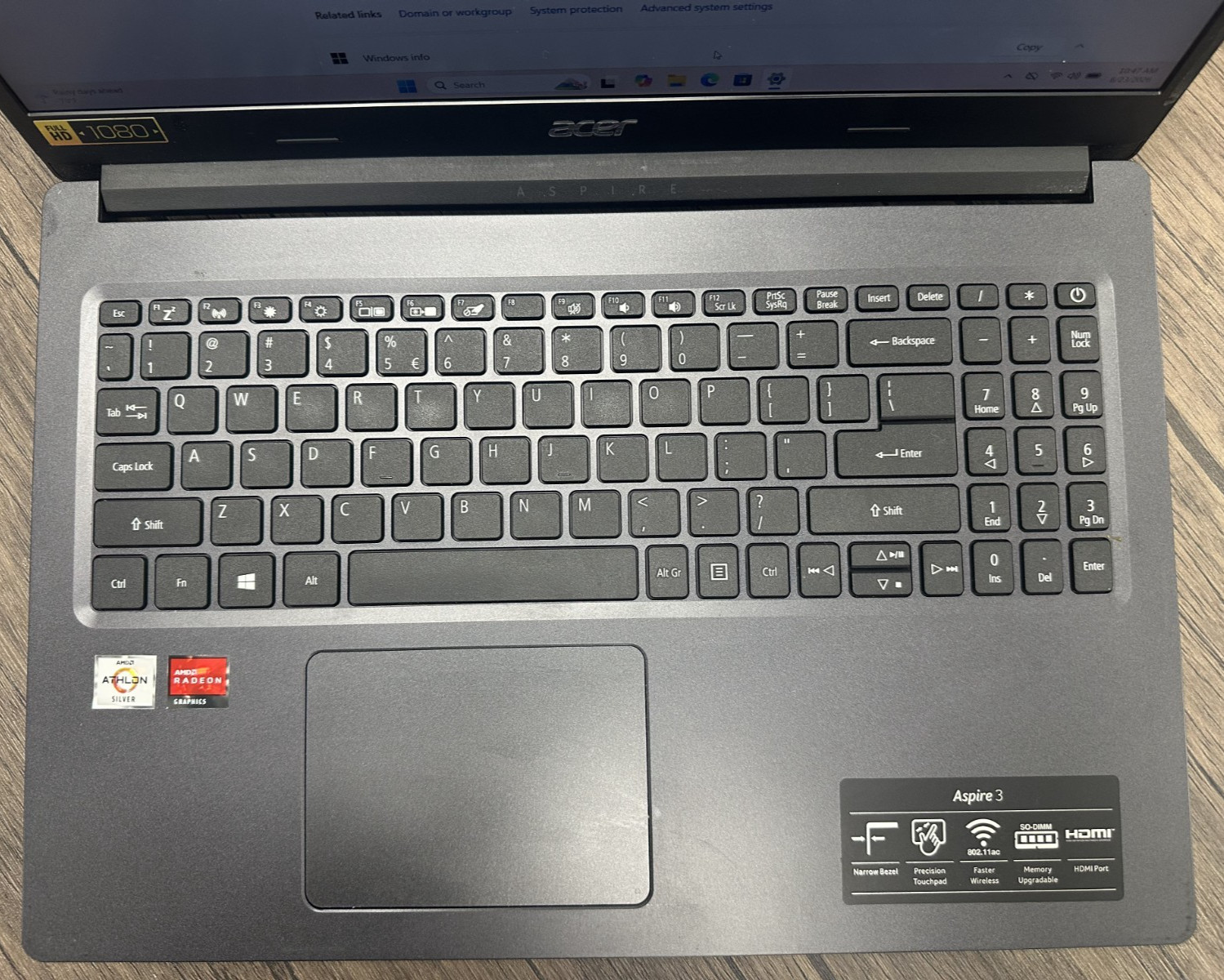 Acer Aspire 3 Model N18QW13 AMD Athlon Silver 3050U @2.30GHz 16GB RAM 256 NVME