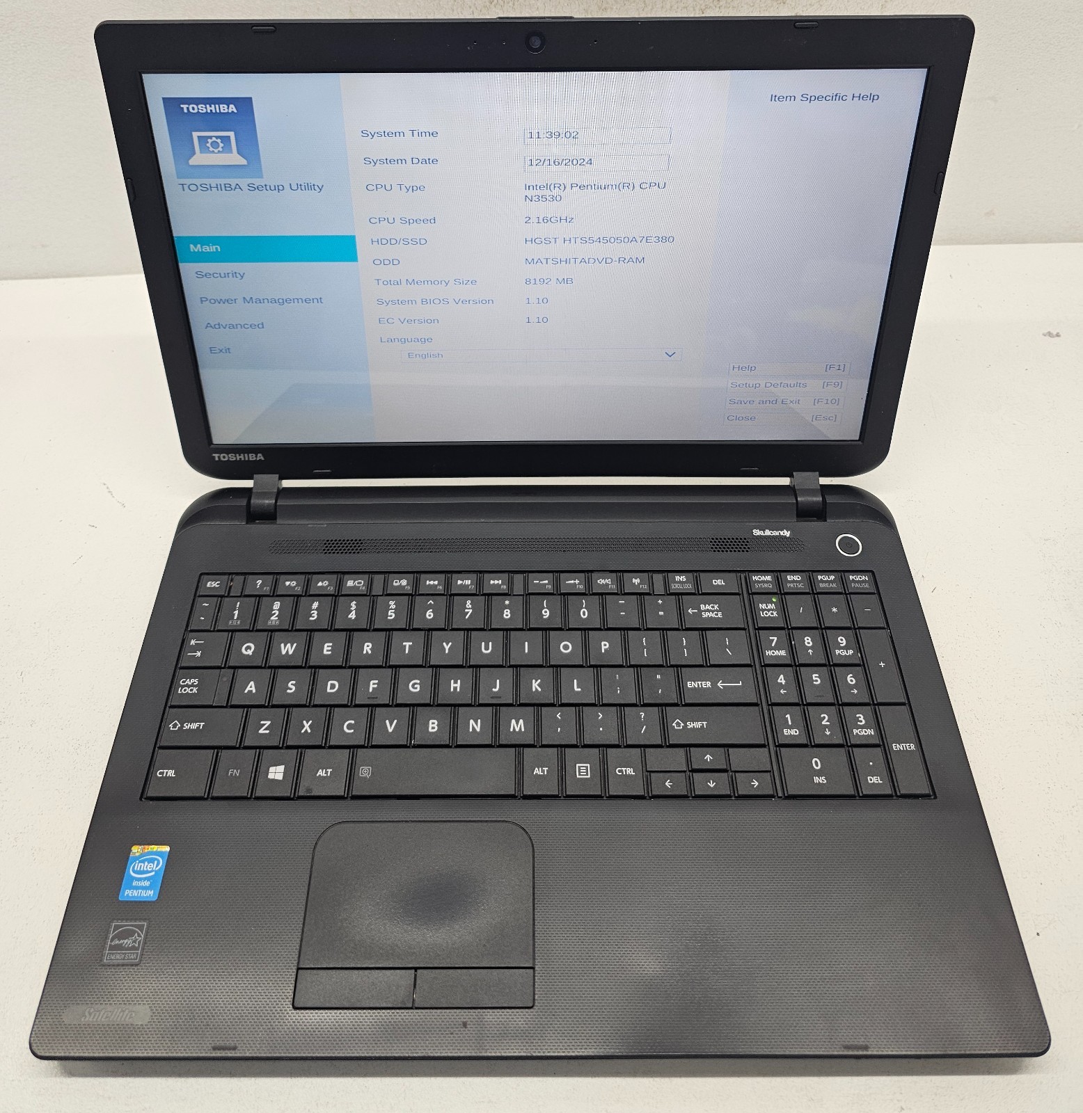 Toshiba Satellite C55-B5270 Laptop Intel Pentium N3530 8GB Ram 500GB NO OS (FL)