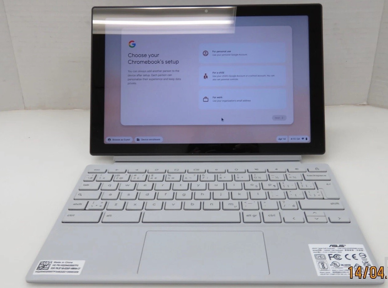 ASUS CM3001DM2 Detachable 10.5″ 2-in-1 Chromebook MT8186 4GB RAM 128GB