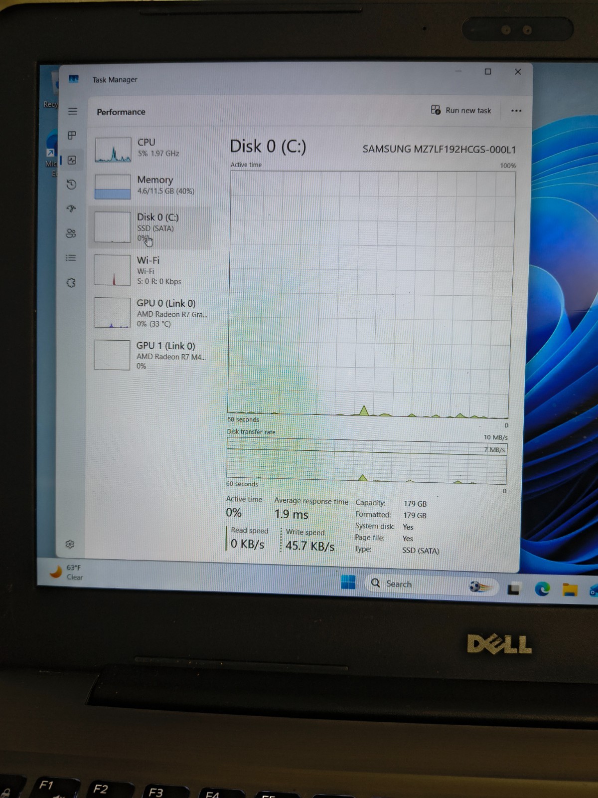 Dell Inspiron 15-5565 AMD A12-9700P Radeon R7 GPU 12GB 192GB SSD Win11Home