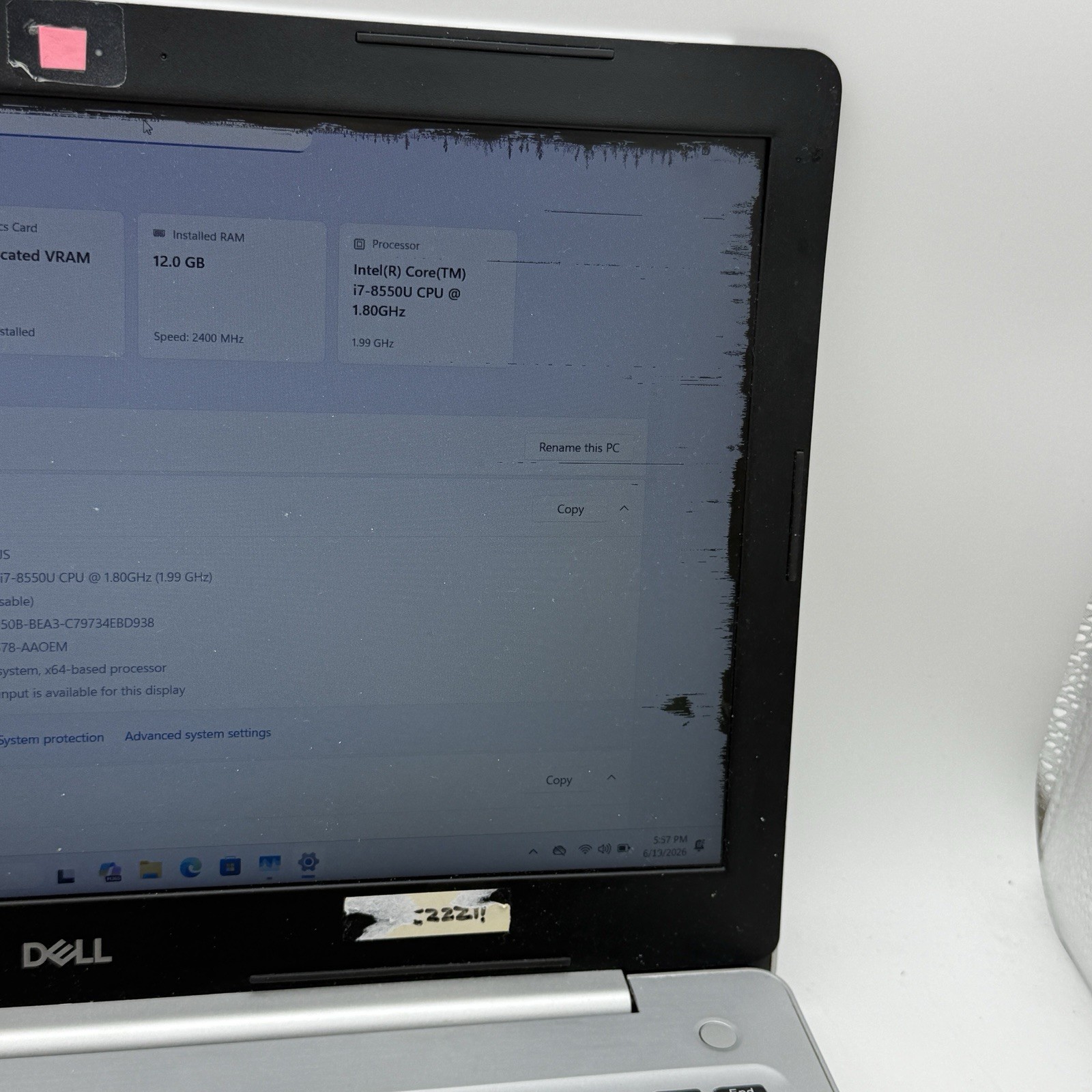 Dell Inspiron 5570 15.6 FHD i7-8550U 1.80GHz 12GB 128GB SSD/1TB HDD READ! – L47