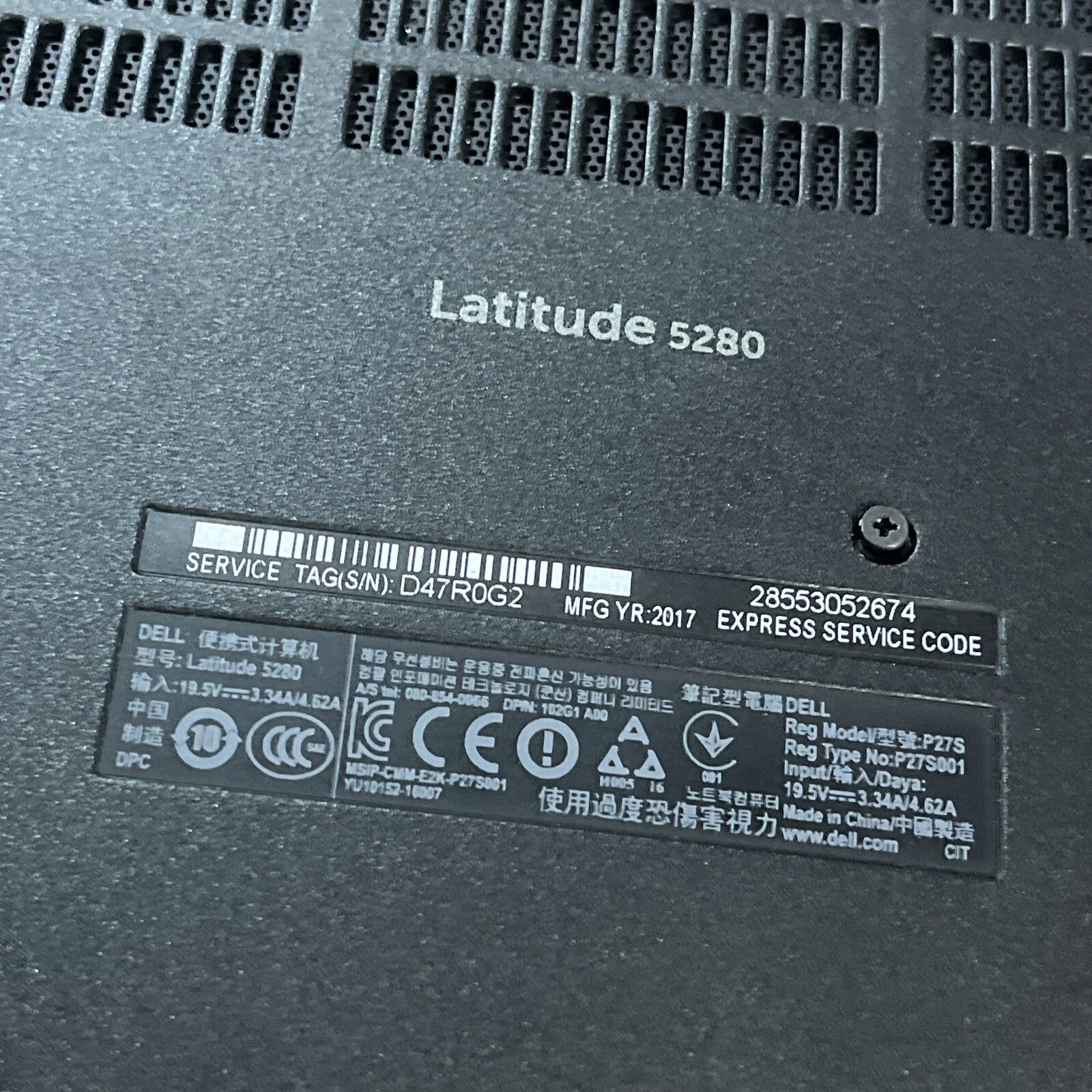 DELL LATITUDE 5280 INTEL CORE I3-7100U 2.40GHZ 8GB RAM NO HD +