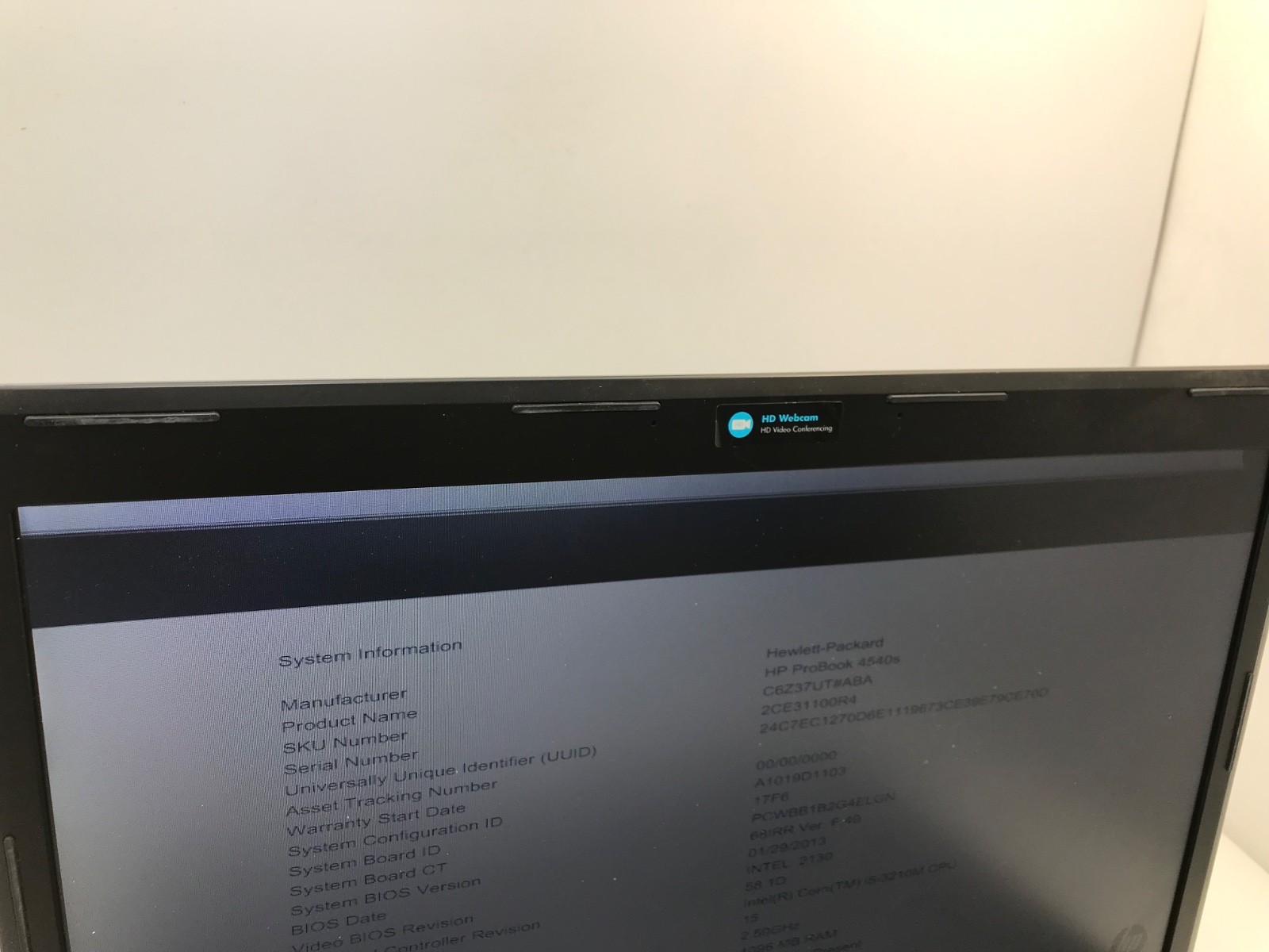 HP ProBook 4540 Intel Core i5-3210M 2.5GHz 15″ 4Gb RAM-BOOTS/DISPLAY ARTIFACT-MZ