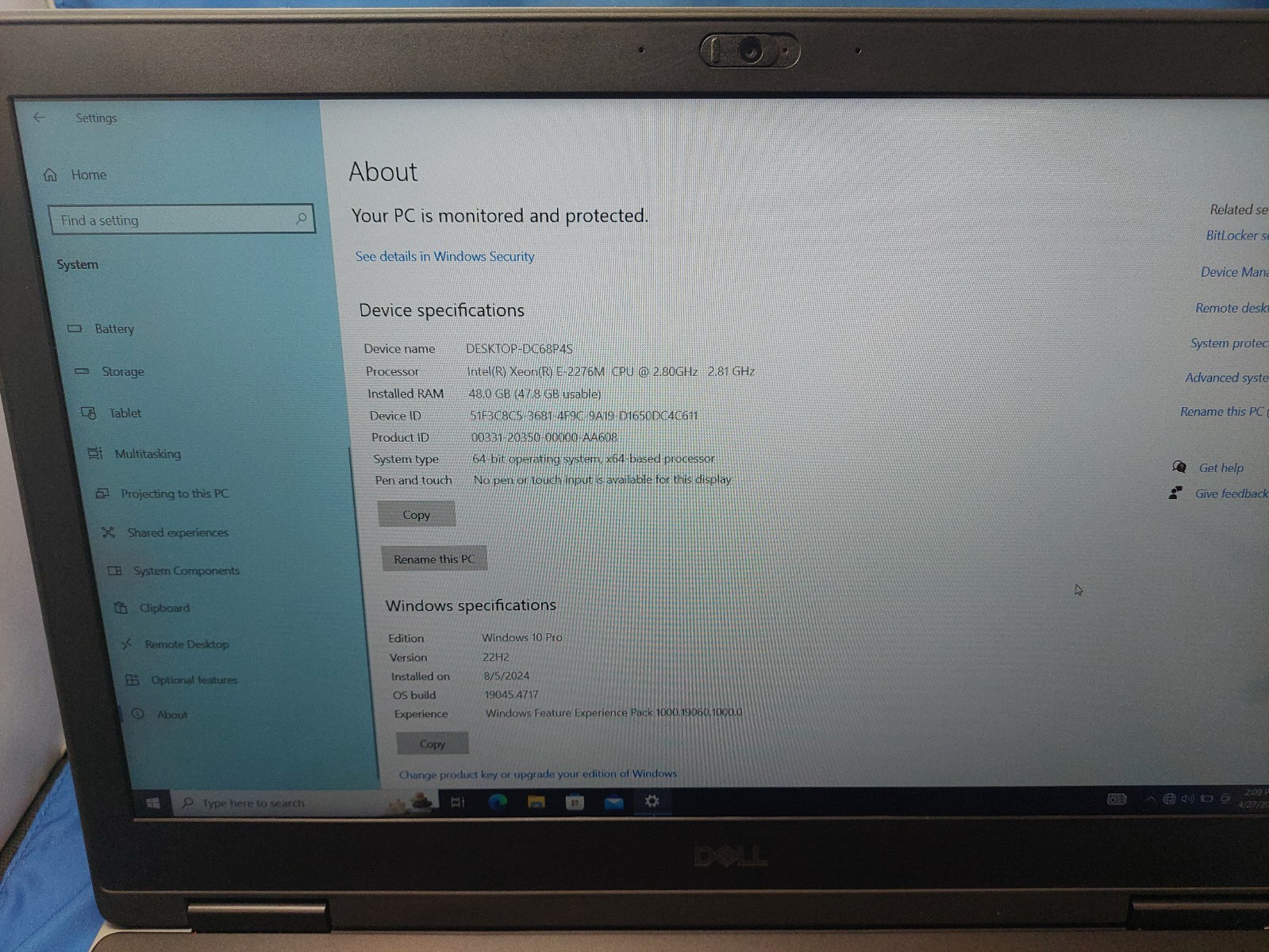 DELL PRECISION 7540 LAPTOP