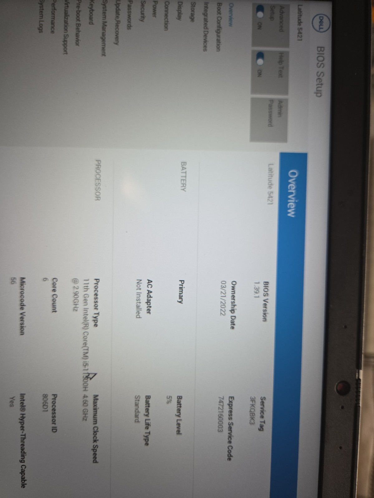 Dell Latitude 5421 Used 14″ (i5-11500H-16GB-256GB NVMe)