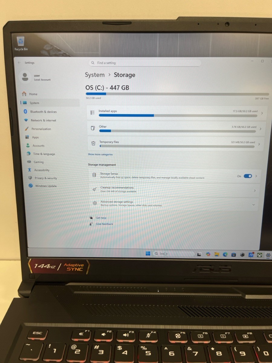ASUS TUF LAPTOP WINDOWS 11 RYZEN 7 7000 SERIES 8GB RAM, 16 CPU@3.1GH (P04024466)