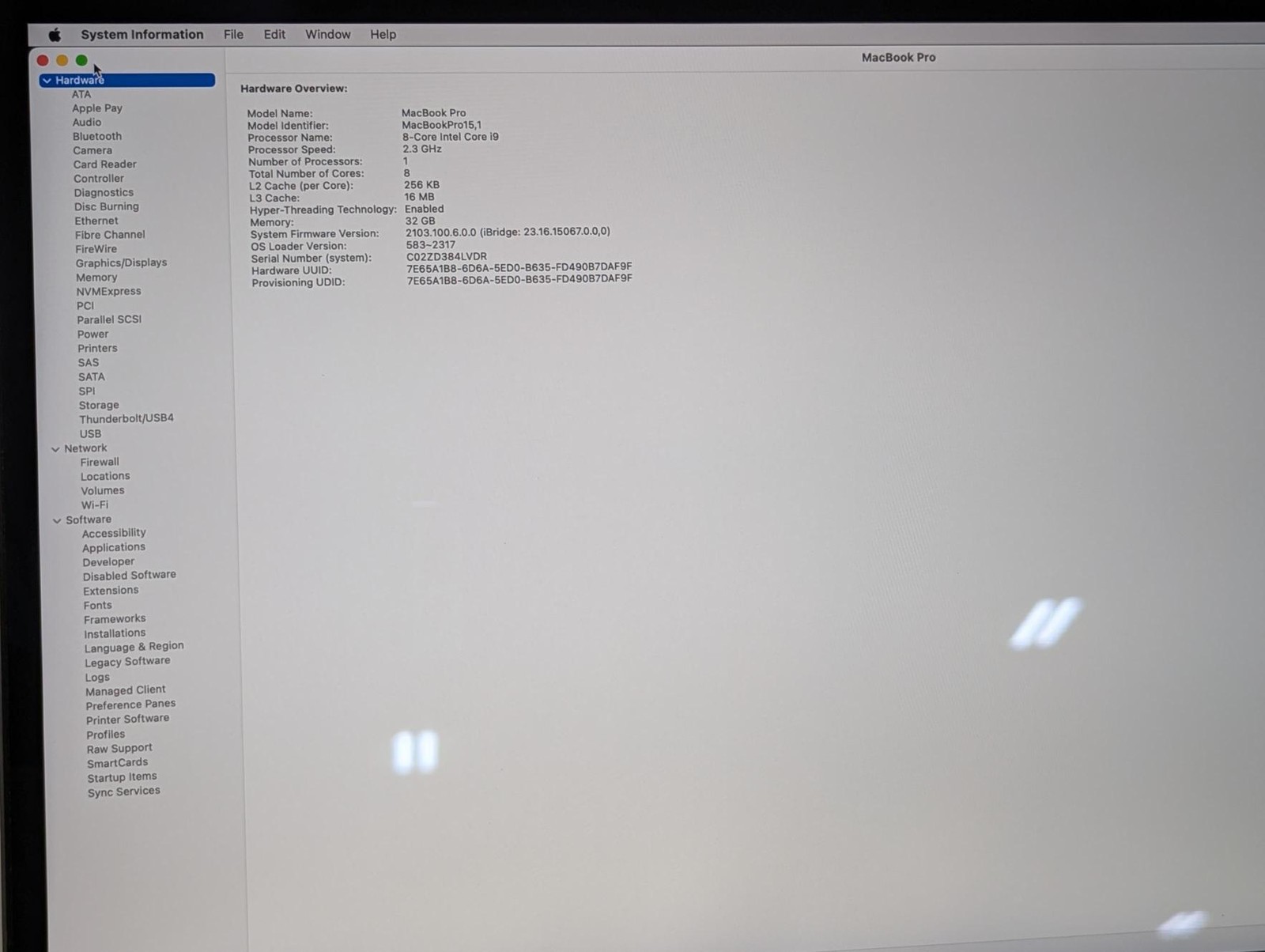 Apple MacBook Pro A1990 2019 i9 2.30GHz 32GB RAM 512GB SSD- Read Description